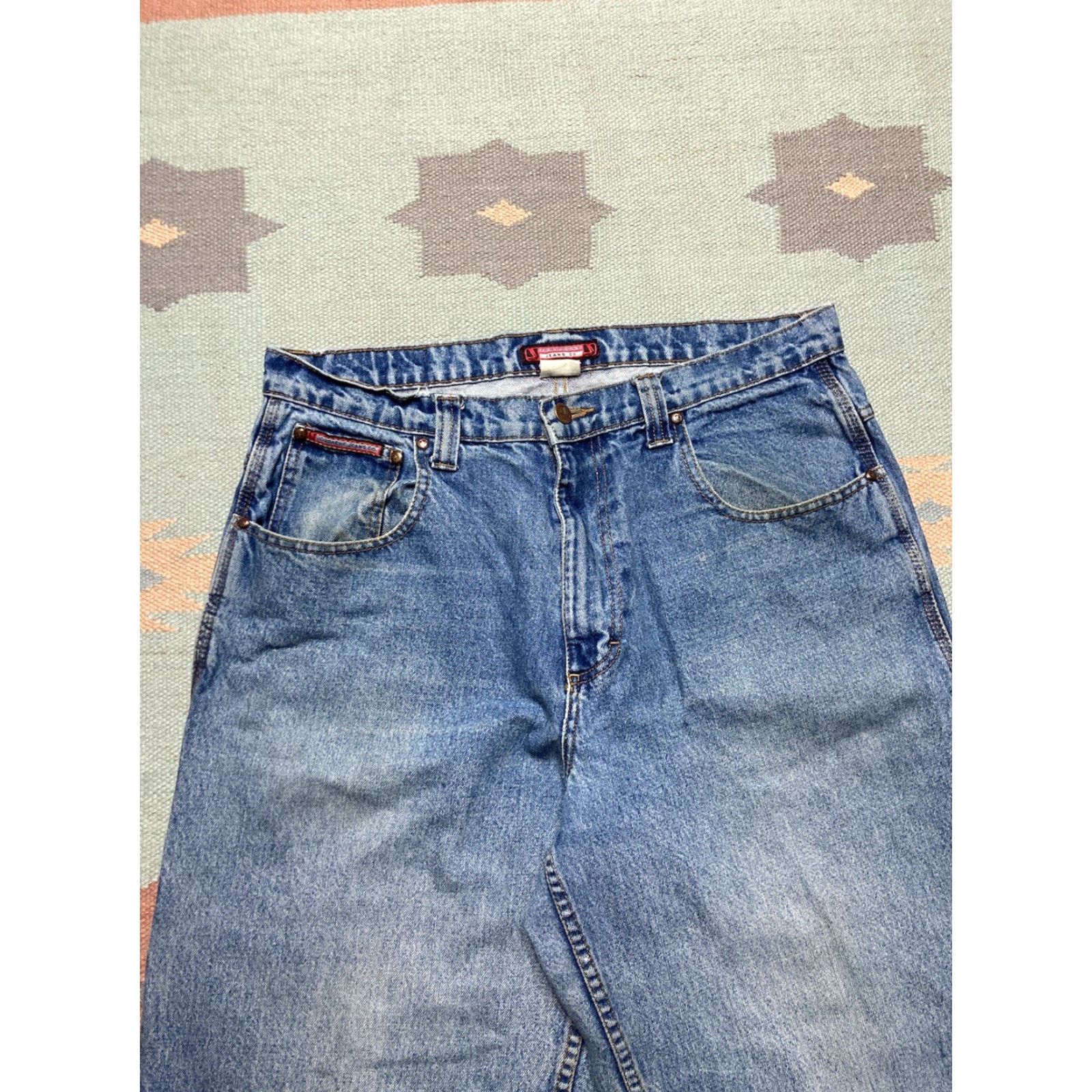 Jordache VINTAGE Jordache Jeans Men 36 Waist 32 Inseam Wide-Leg Hip Hop Baggy Carpenter JNCO Skater Blue Size US 36 / EU 52 - 6 Thumbnail