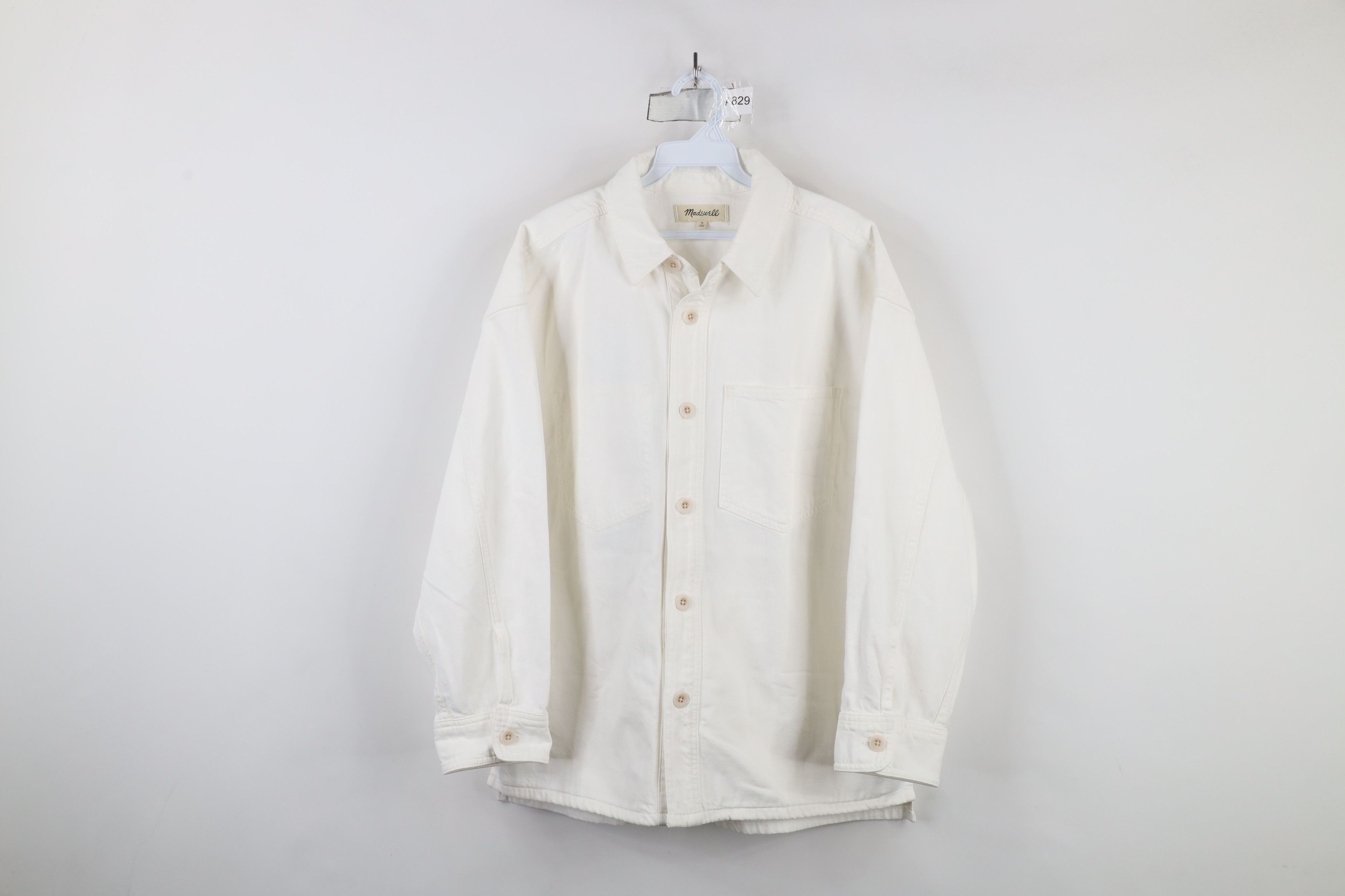 Madewell × Vintage Madewell Oversized Denim Button Chore Jacket White Cotton Size M / US 6-8 / IT 42-44 - 1 Thumbnail