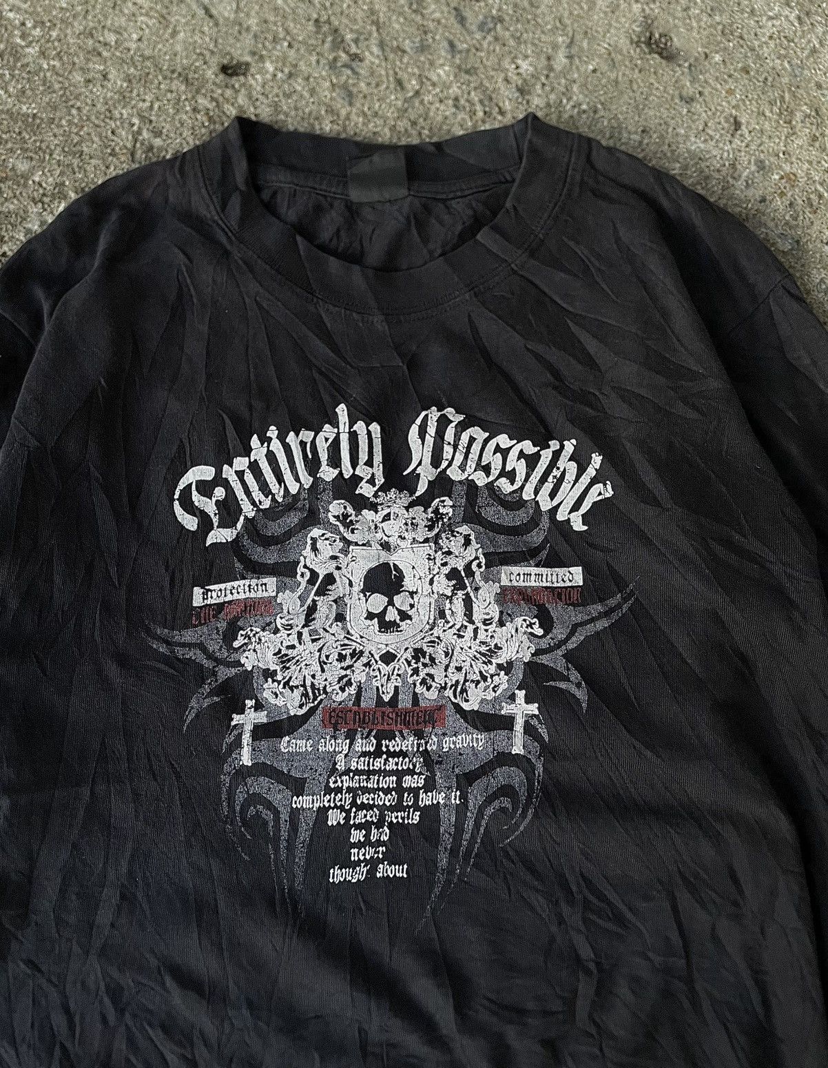 20471120 Japanese Goth Lgb Style Poem Cross Skull Tees Size US M / EU 48-50 / 2 - 2 Thumbnail