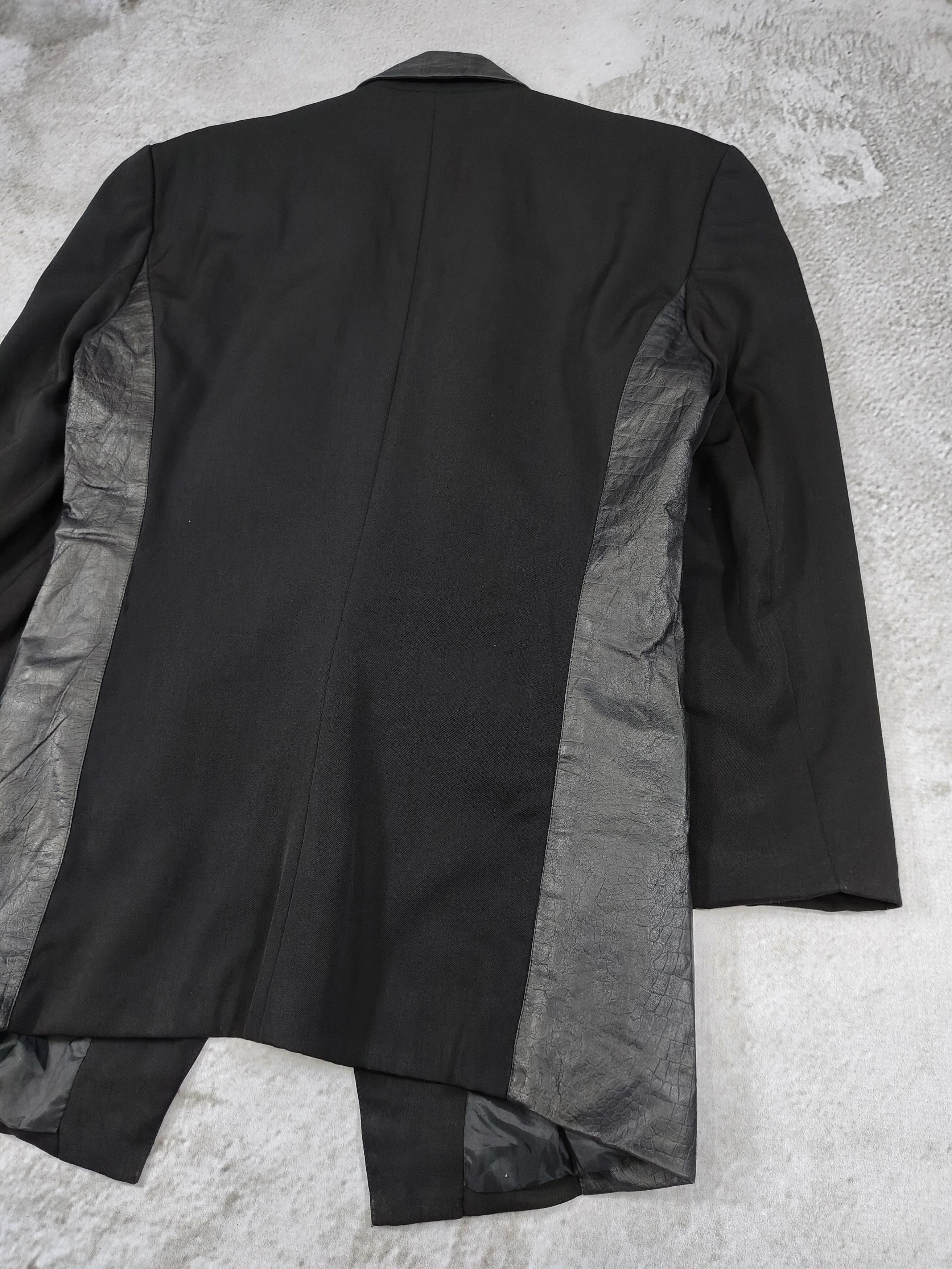 Kansai Yamamoto 80s Kansai- Archived Gothic Minimalist Leather Panel Blazer Size US M / EU 48-50 / 2 - 6 Thumbnail