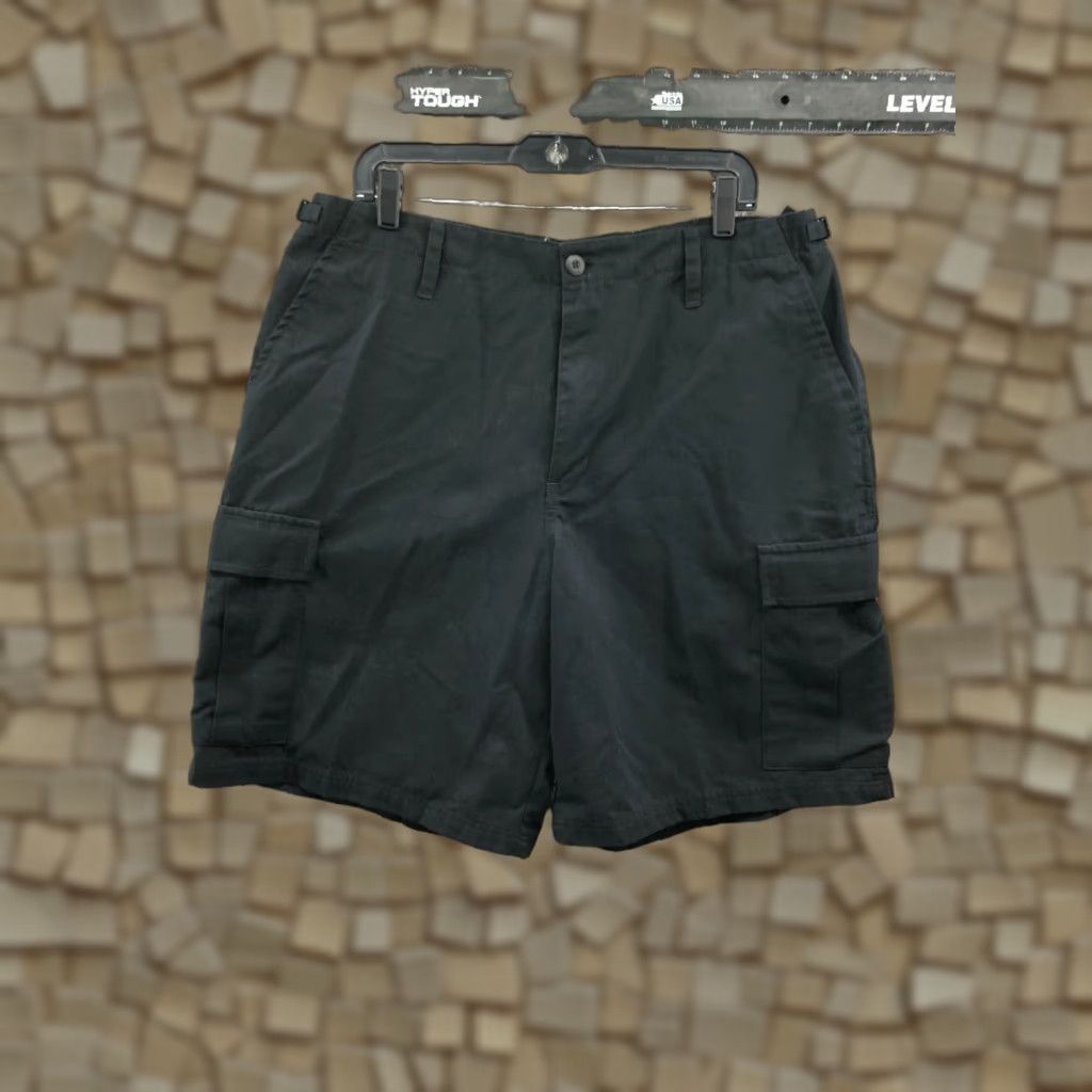 Vintage Pudala Cargo Shorts Mens Large Regular Mid Rise Dark Wash Black Cotton Blend 5-Pocket Cargo Style Logo Belt Loops Inseam 10 in Size US 33 - 1 Thumbnail