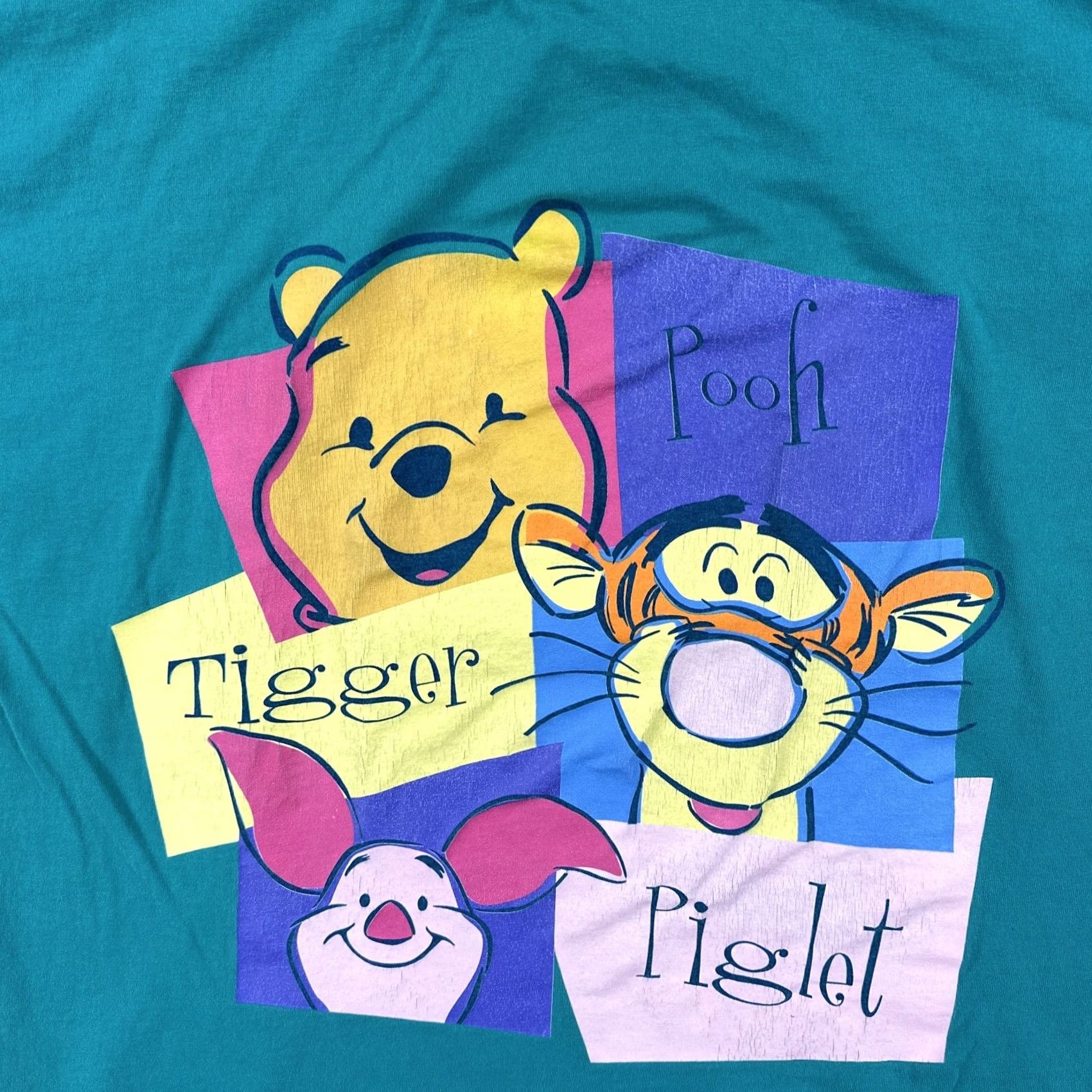 Vintage VINTAGE Pooh Graphic Tee Unisex One Size Fits Most Green 1990s Pooh Tiger Piglet Short Sleeve Men Size US M / EU 48-50 / 2 - 5 Thumbnail