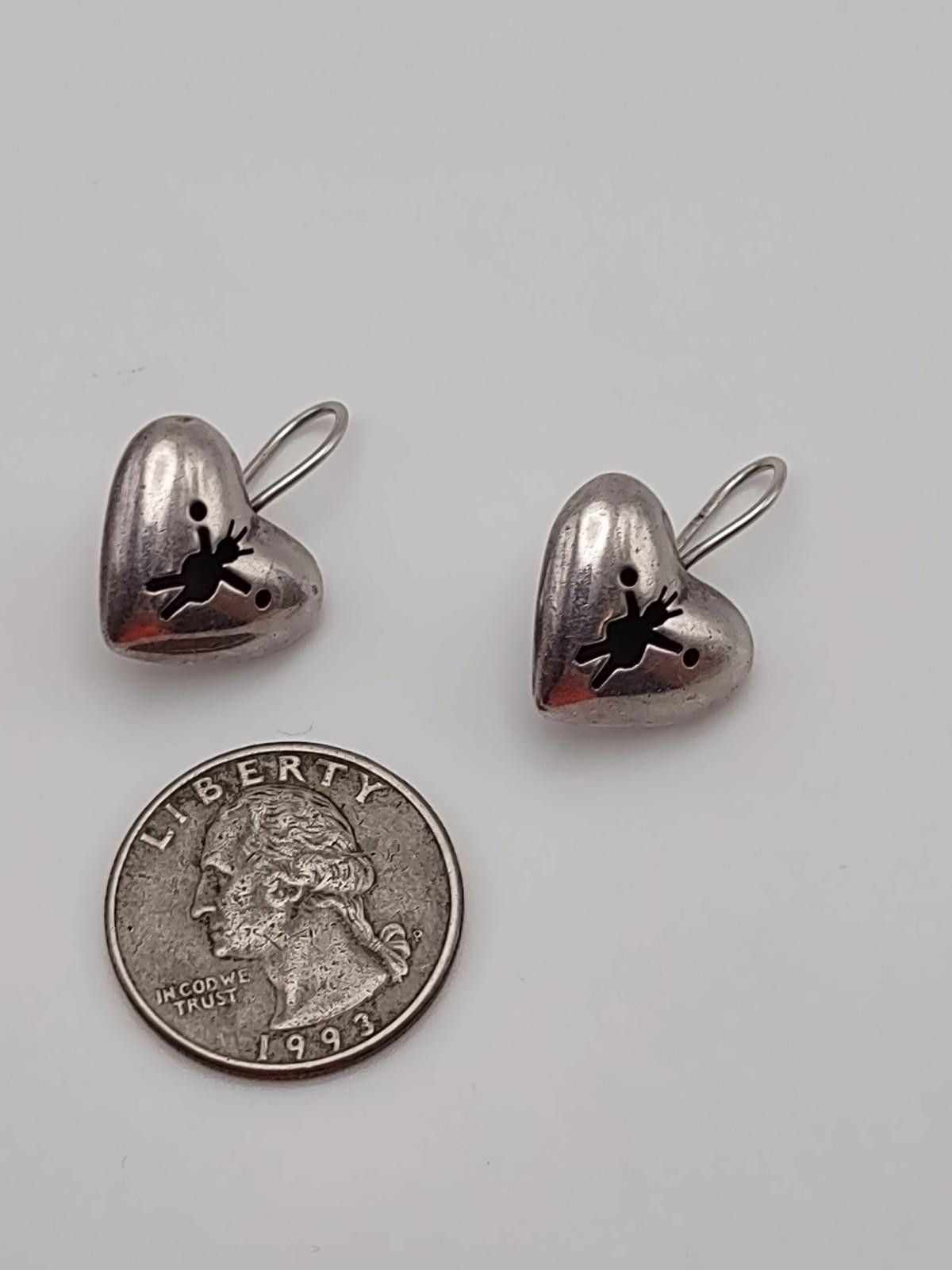 Other Vintage Anni & Co 925 Sterling Silver Cheer Heart Earrings Size ONE SIZE - 4 Thumbnail