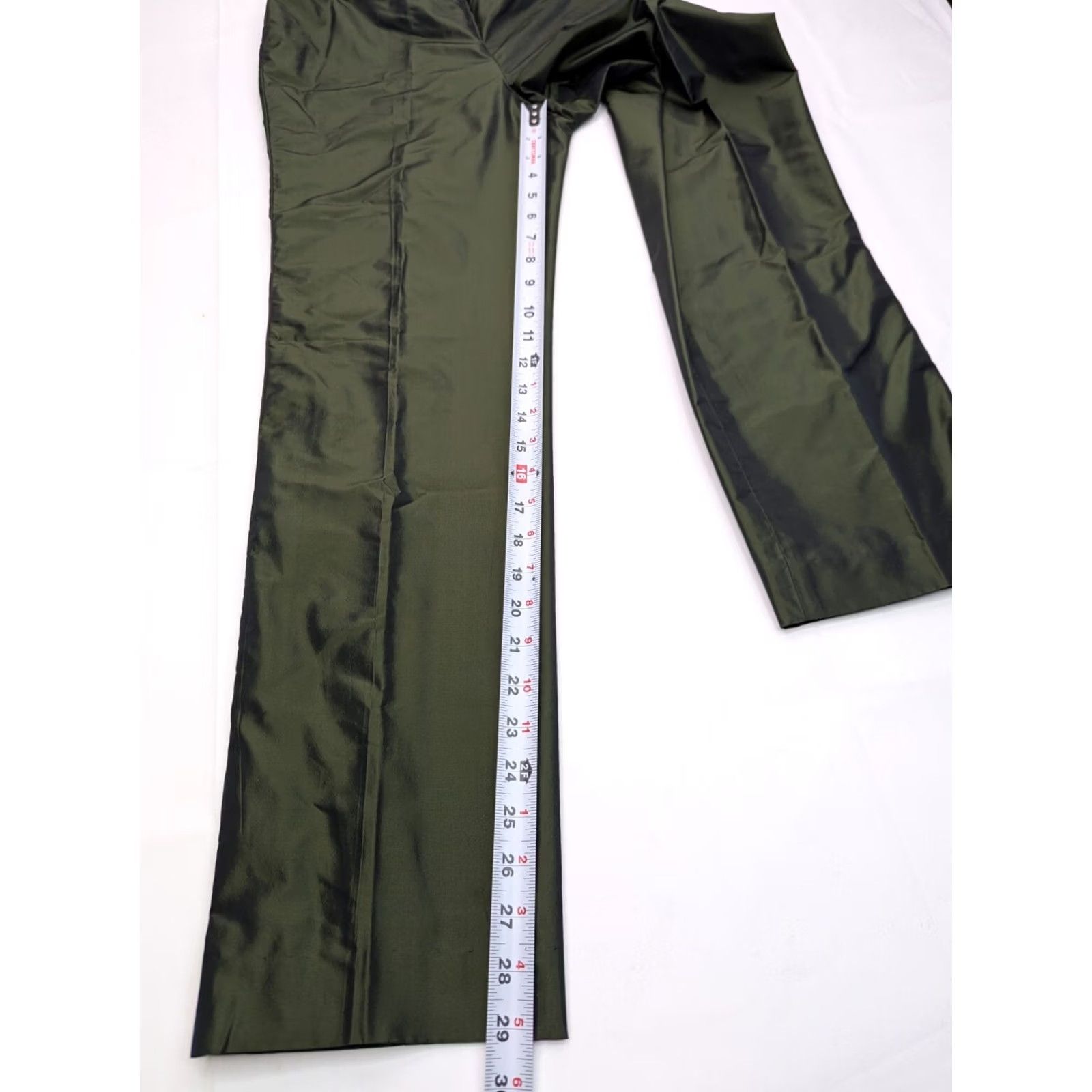 Vintage Carlisle Pants Women Regular Satin Green 29x29 High Rise Straight Front Dress Pants XS-XL Modern City Comfort Breathable Dry Clean Only Size 27" / US 4 / IT 40 - 3 Thumbnail