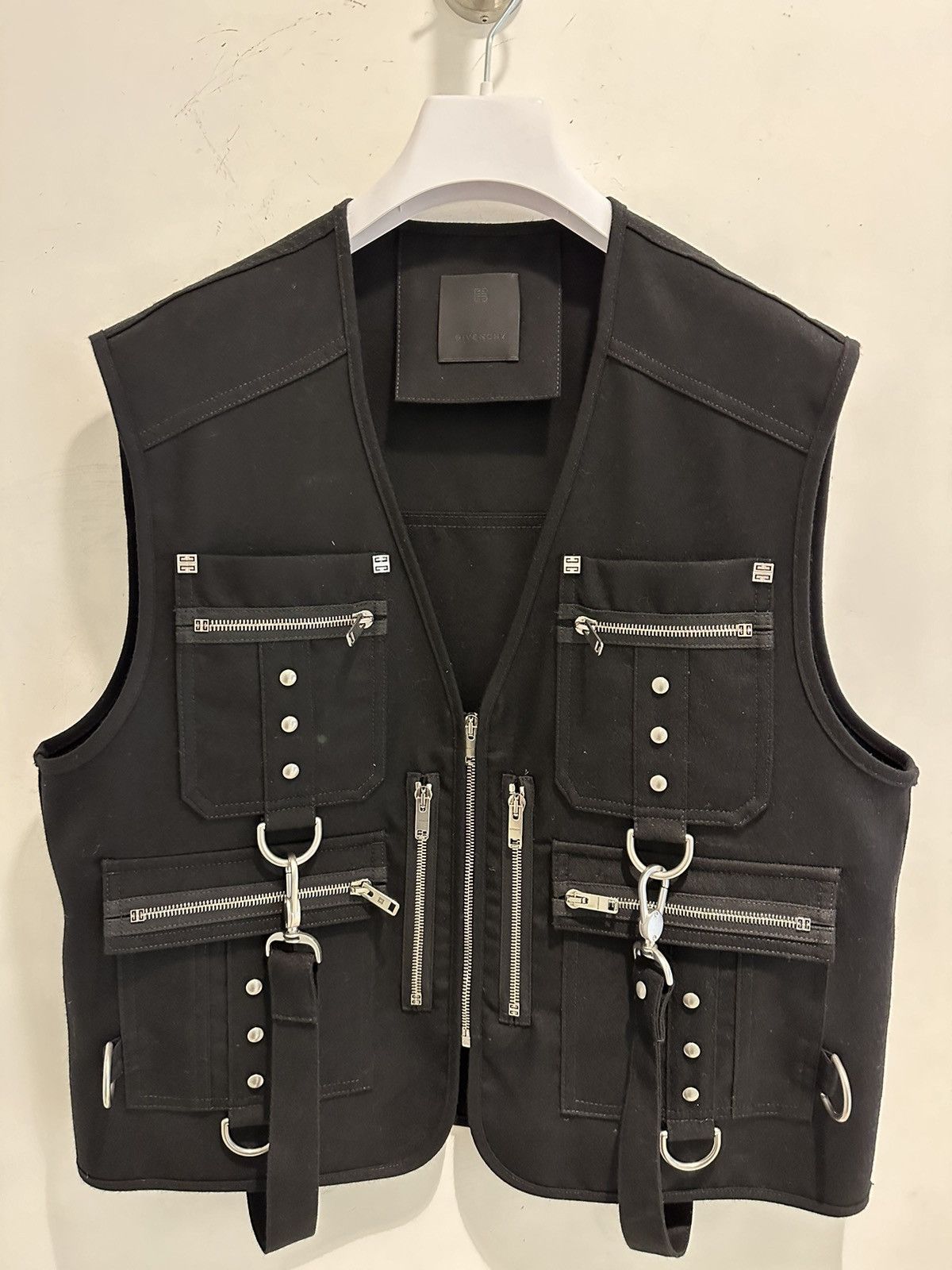 image of Givenchy Multipocket Waistcoat With Suspenders in Black, Men's (Size Medium)