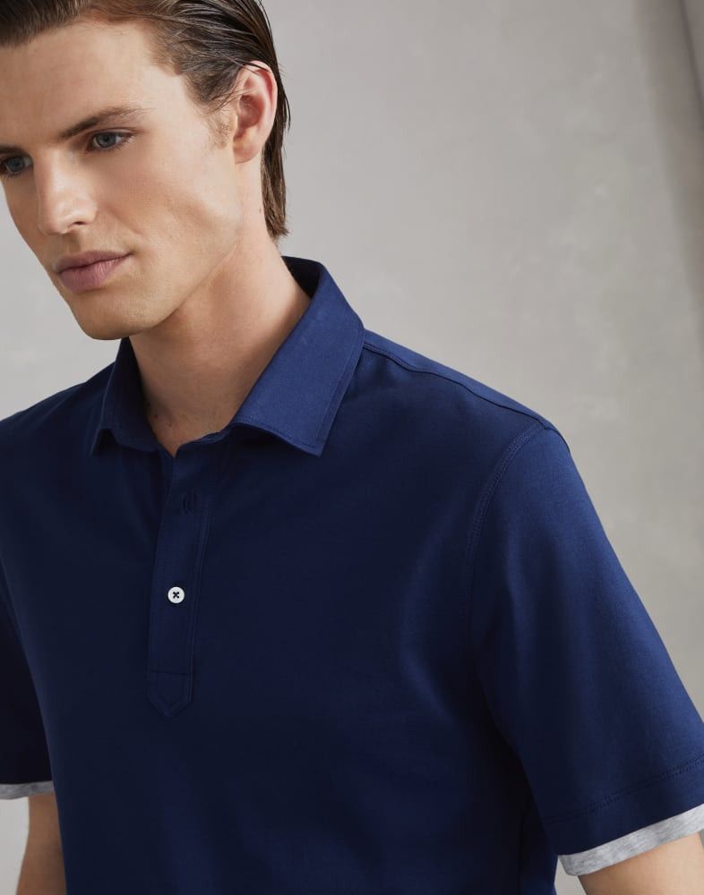 Brunello Cucinelli o1w1db10825 Polo T-Shirt in Blue Size US M / EU 48-50 / 2 - 2 Thumbnail
