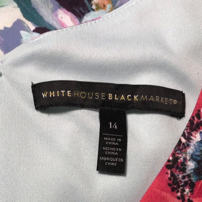White House Black Market Floral V-Neck Lined A-Line Dress 14 -  ilac.rochib.com