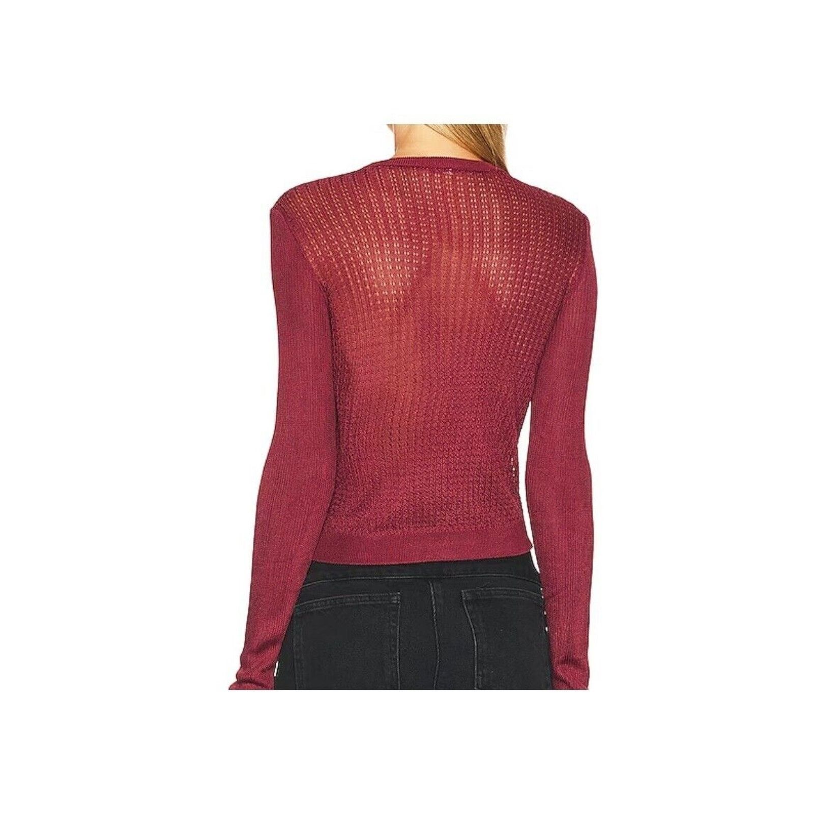 Free People Free People Shirt Large NWT Open Knit H2O Cropped Raw Garnet Size L / US 10 / IT 46 - 2 Thumbnail