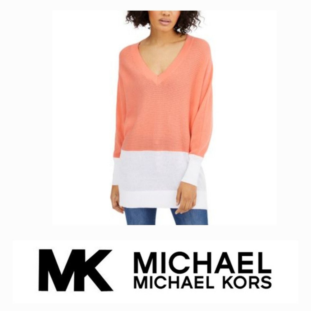 Michael Kors Michael Kors Coral White Colorblock Dolman Sleeve Sweater M Size M / US 6-8 / IT 42-44 - 1 Thumbnail