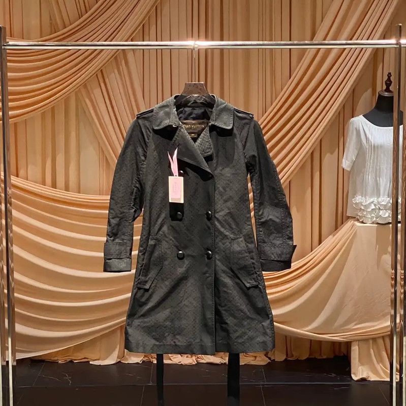 Louis Vuitton Black Women's Cotton Trench Coat 0089