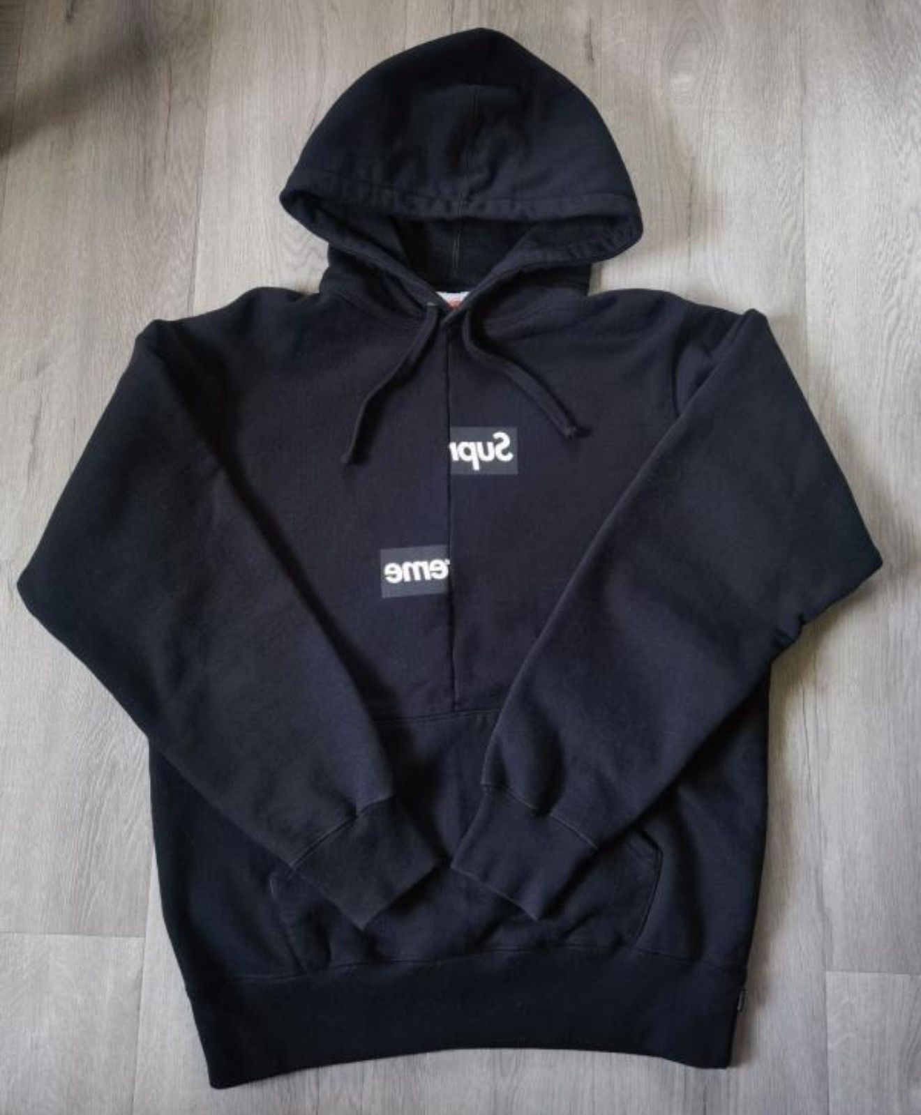 Supreme cdg split box logo hoodie sweatershirt