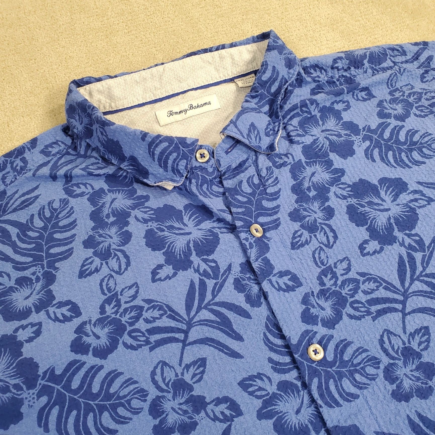 Tommy Bahama Tommy Bahama Shirt Mens 3XL Blue Floral Seersucker Button-Up Casual Cotton Seersucker, Button-Down Collar, Lightweight, Logo, Hawaiian Size US XXL / EU 58 / 5 - 2 Thumbnail