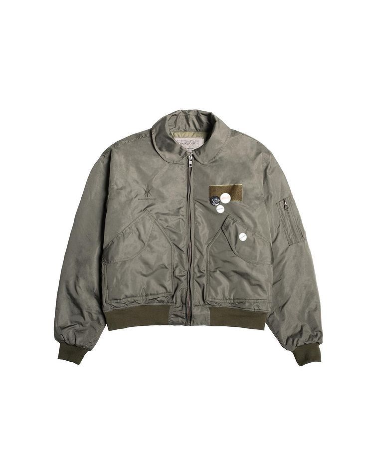 image of Basketcase Gallery Basketcase Flight Military Bomber Jacket Olive Green, Men's (Size Large)