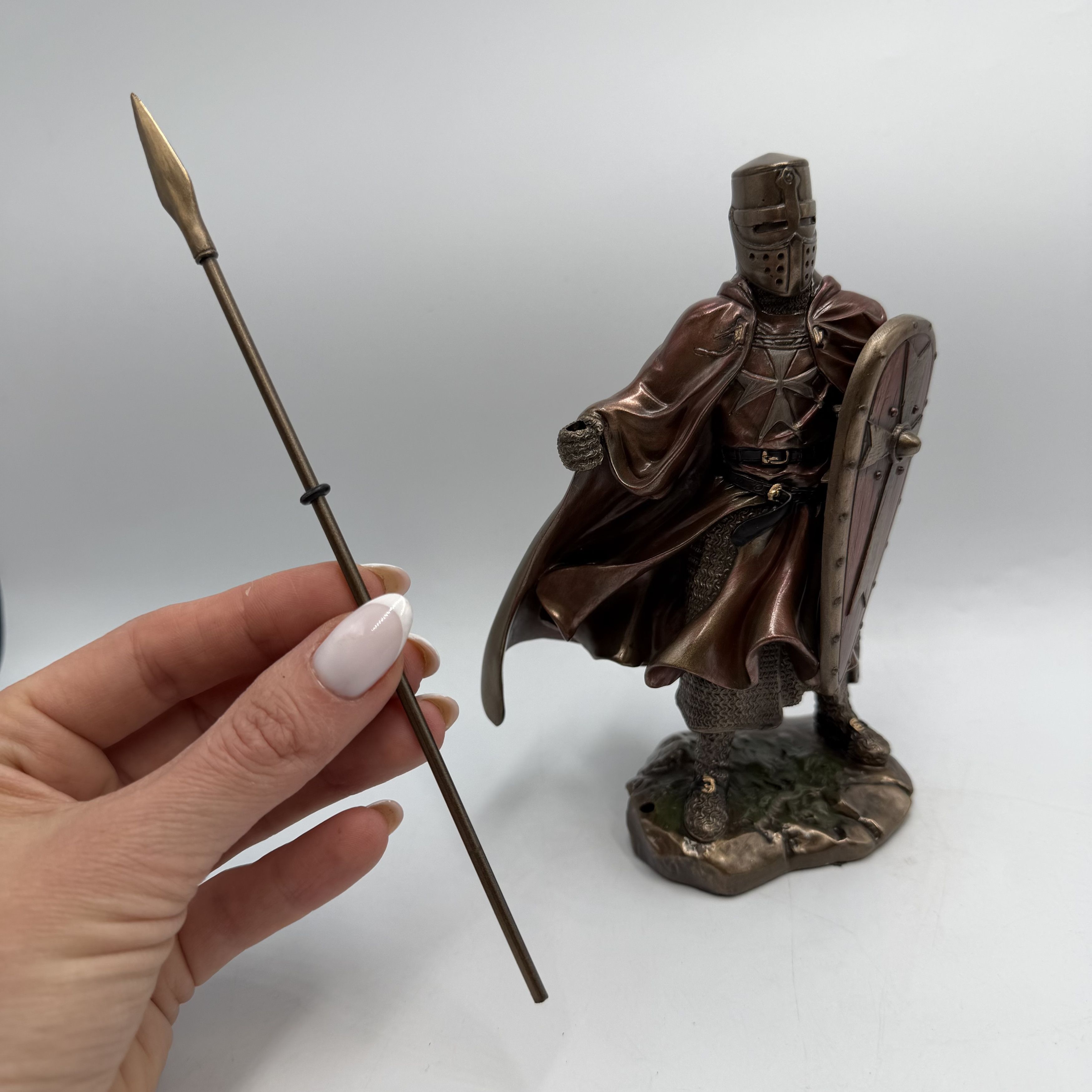 Other Crusader Knight with Spear Statue Bronze Finish Figurine Size ONE SIZE - 9 Thumbnail
