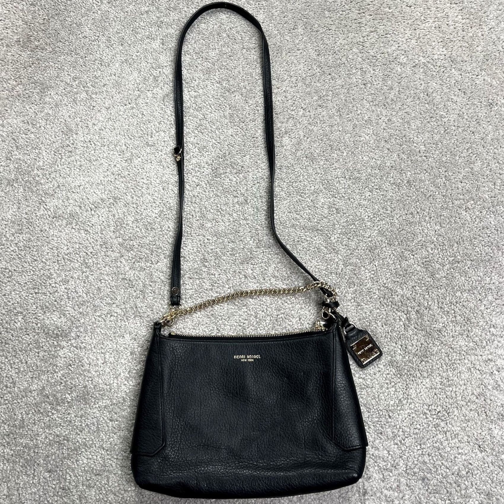 Henri Bendel Henri Bendel Black Pebbled Leather Crossbody Shoulder Bag Zip Top Purse Size M / US 6-8 / IT 42-44 - 4 Thumbnail