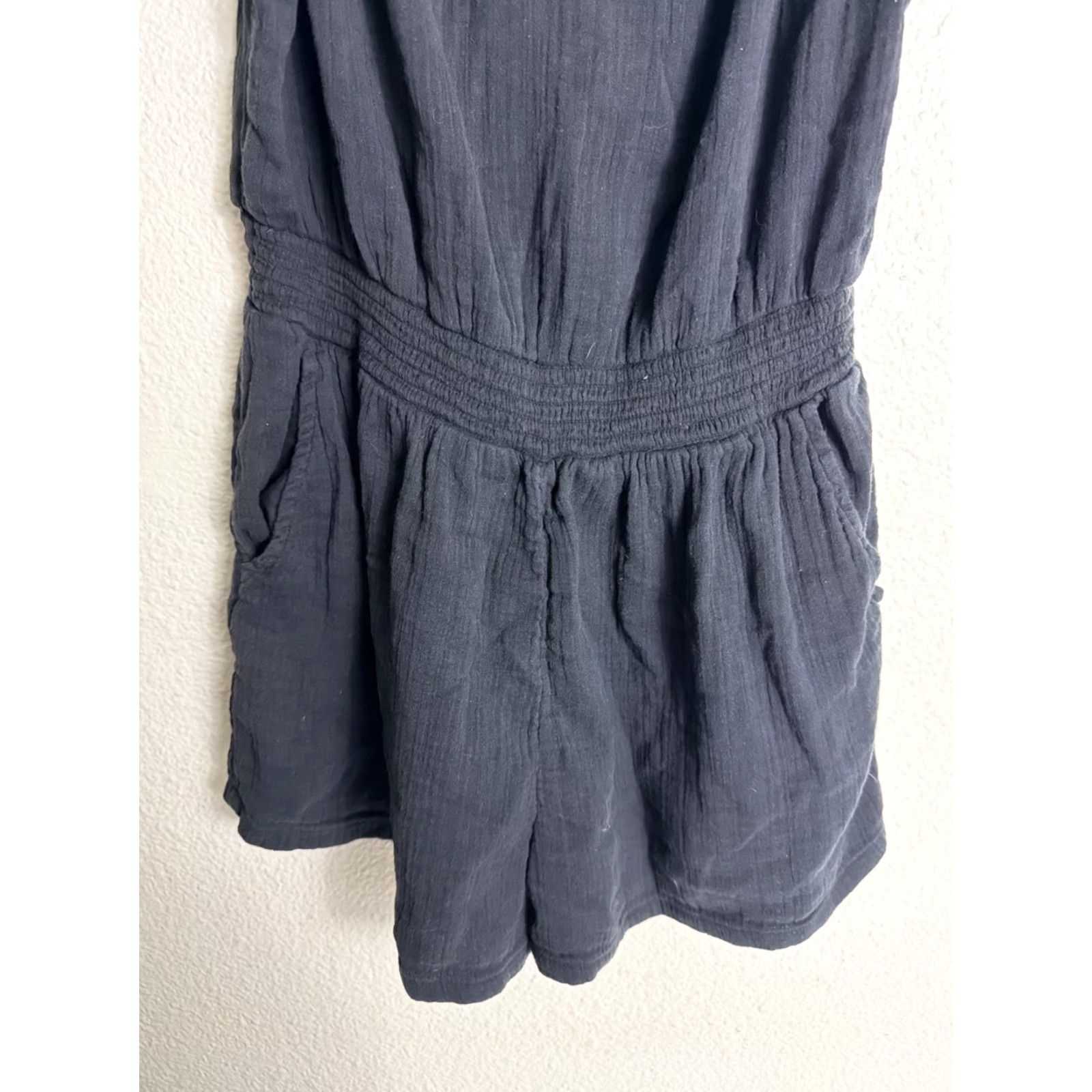Vintage Aerie Romper Women Medium Black Tie Neck Womens Size 32" / US 10 / IT 46 - 5 Thumbnail
