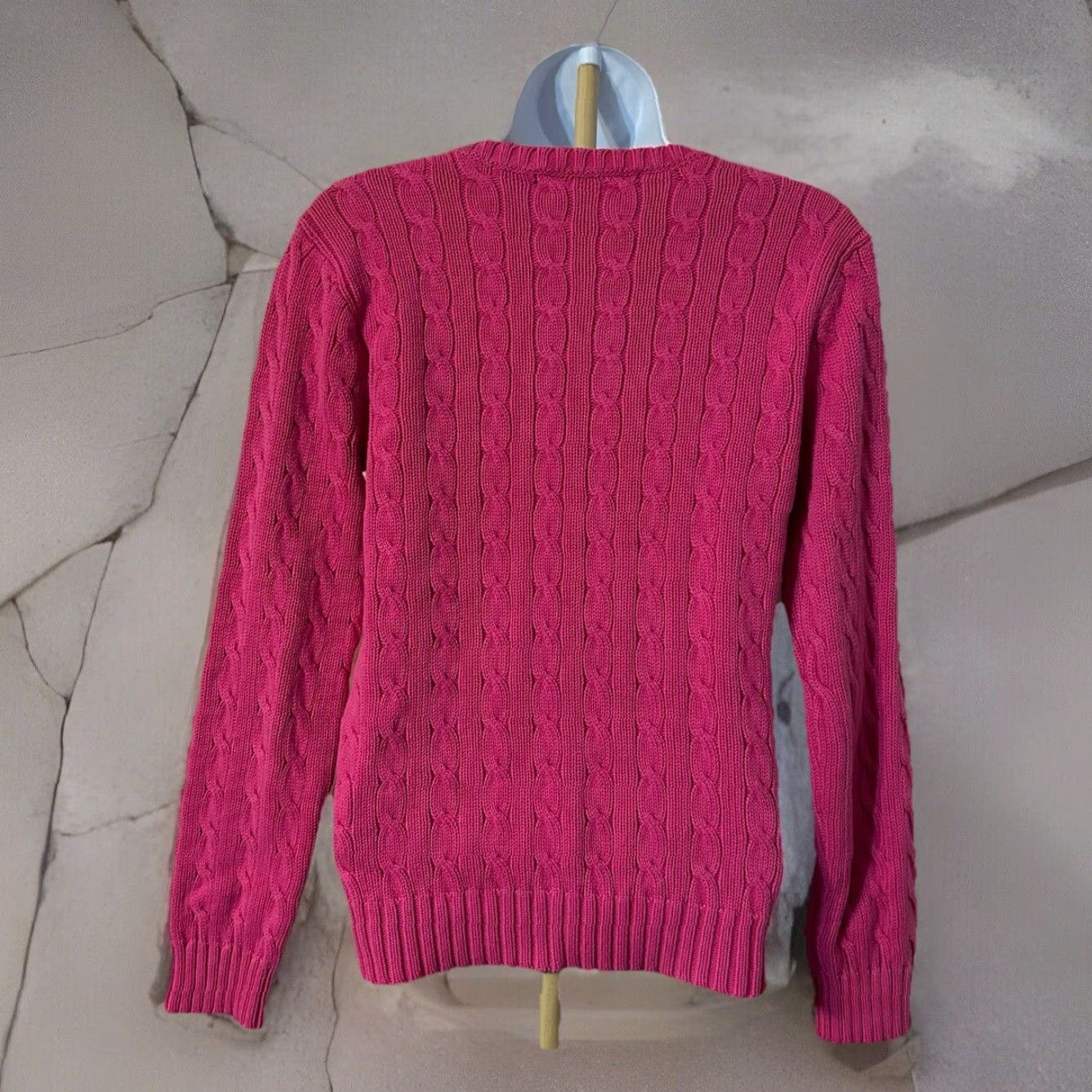 Polo Ralph Lauren Ralph Lauren Sport V-Neck Sweater Pink Women Medium Cable-Knit Cotton Pullover Knit Wool? Size M / US 6-8 / IT 42-44 - 4 Thumbnail