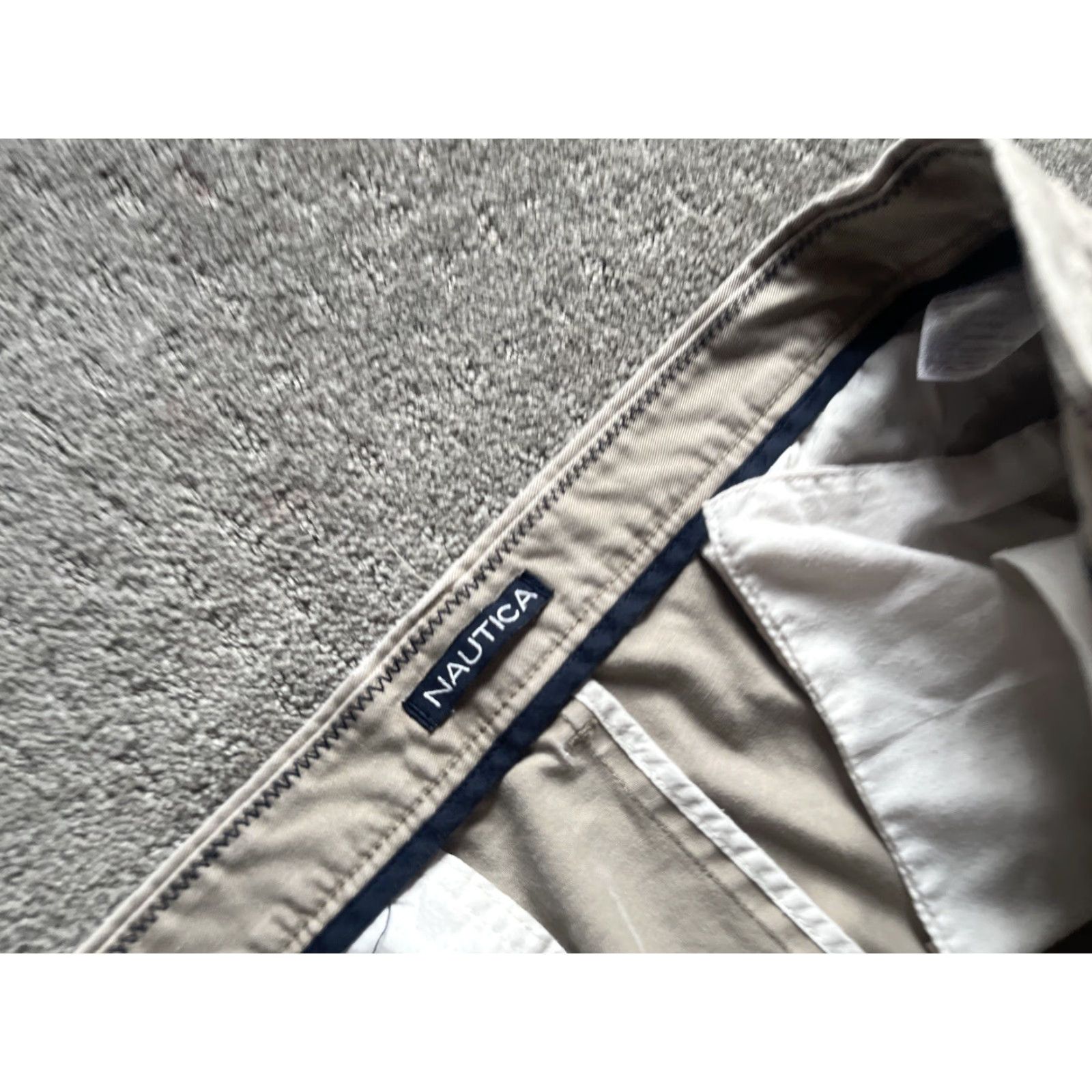 Nautica Nautica Chinos Pants 34x32 Flat Front Beige Solid Dress Casual Mens Size US 34 / EU 50 - 6 Thumbnail