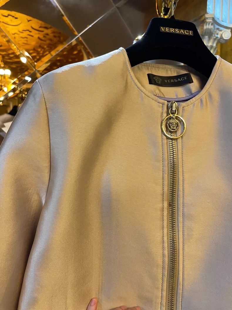 Versace Versace Champagne satin baseball jacket Size M / US 6-8 / IT 42-44 - 9 Thumbnail