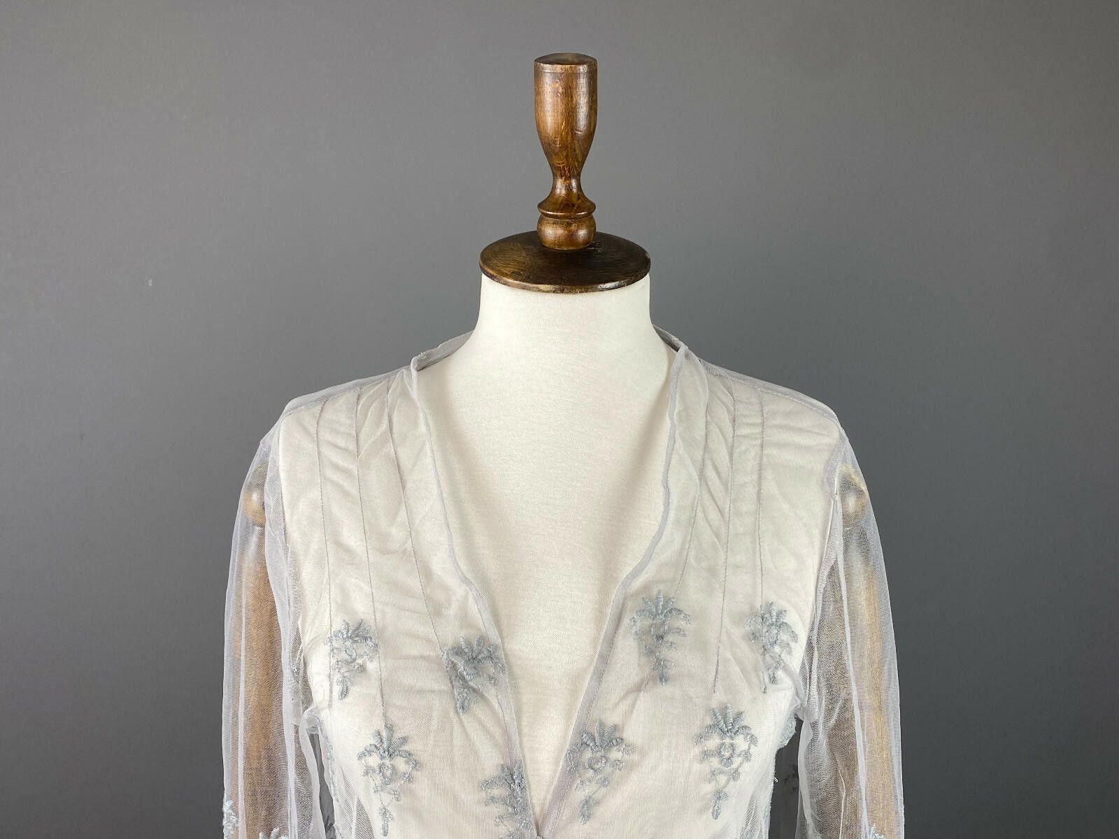 Designer Simclan Floral Button Down Mesh A-Line Tunic Dress Size 42 Size M / US 6-8 / IT 42-44 - 2 Thumbnail