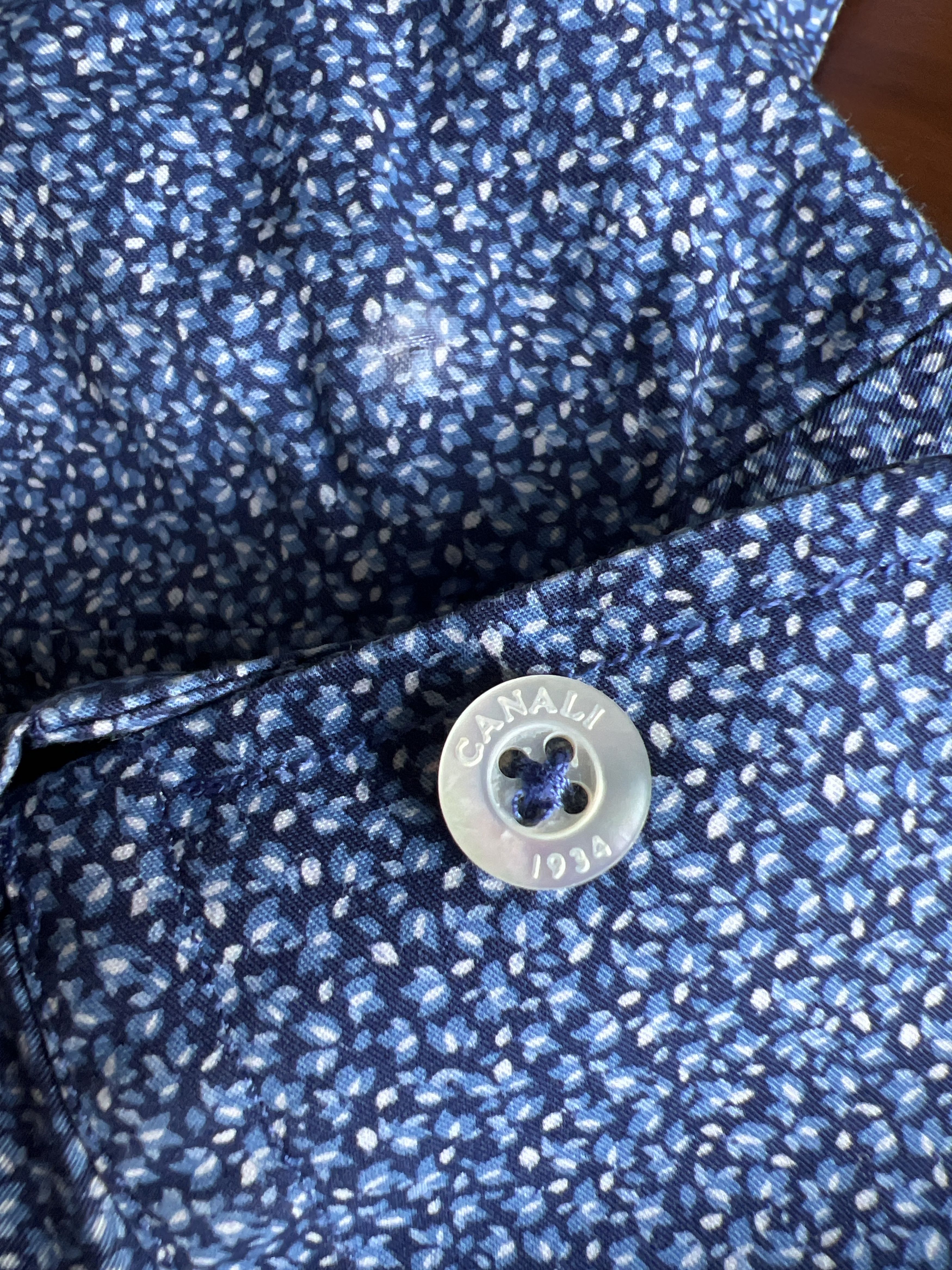 Canali long-sleeve button-up shirt (blue floral pattern) Size US M / EU 48-50 / 2 - 9 Thumbnail