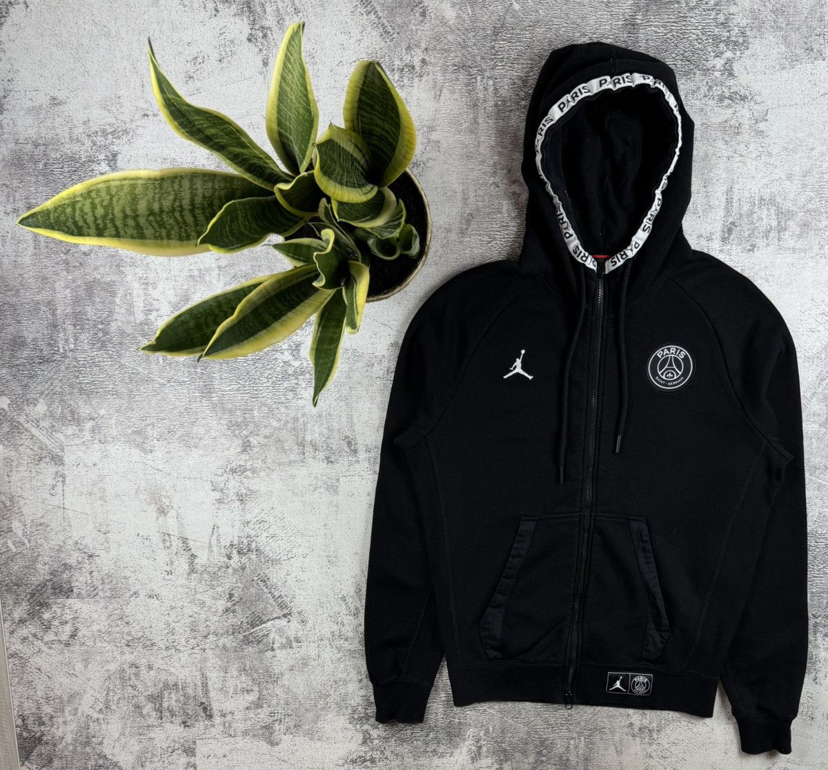 Nike Jordan PSG Paris Saint Germain Soccer Black Full Zip S Hoodie