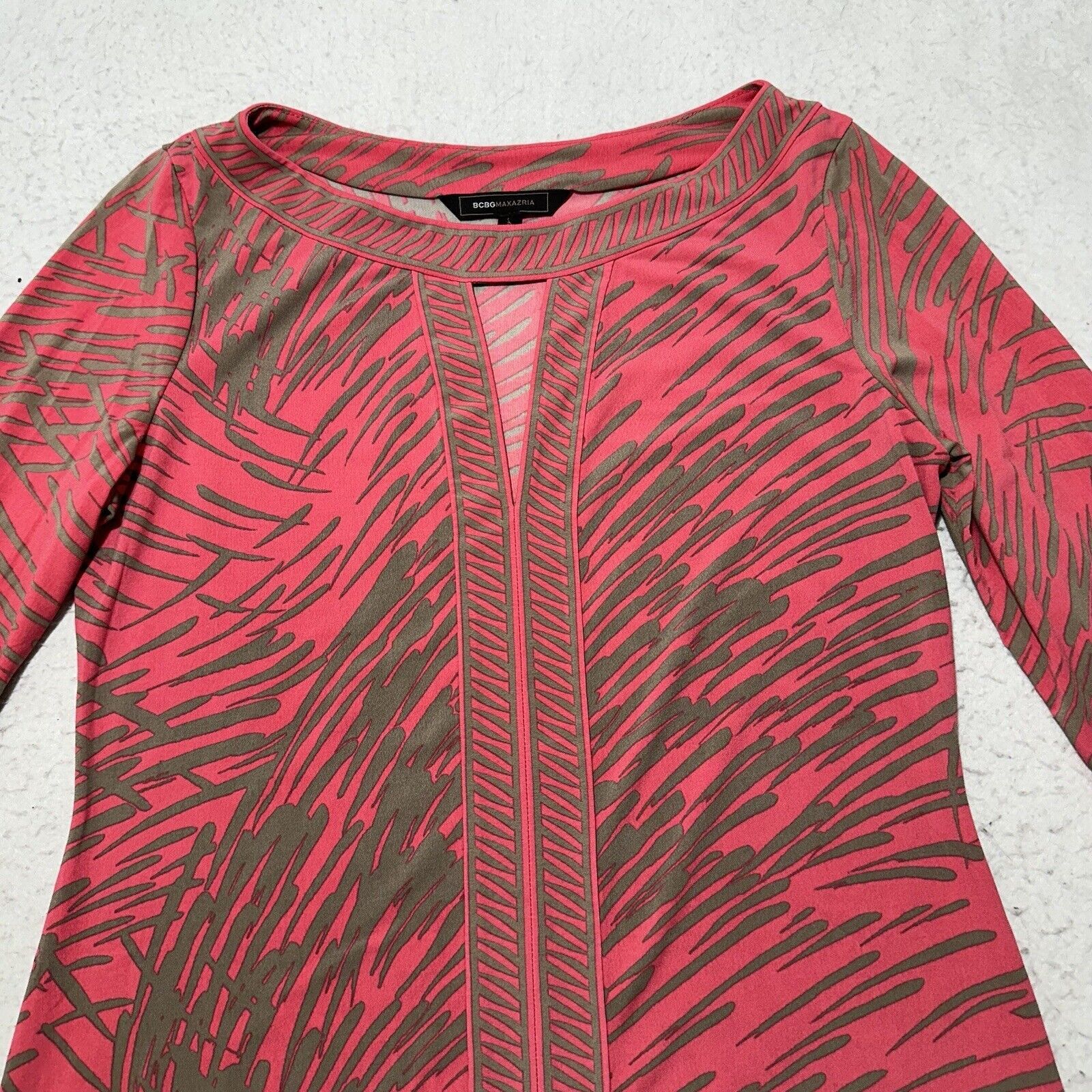 Other UK BCBGMaxAzria Small Pink 3/4 Sleeve Pullover Shift Dress Size S / US 4 / IT 40 - 2 Thumbnail