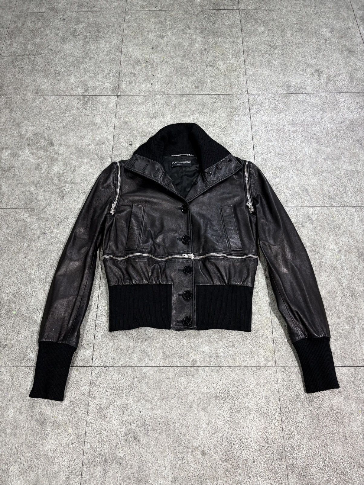 Dolce & Gabbana Dolce & gabbana Multi-Zip Convertible Leather Bomber Jacket Size S / US 4 / IT 40 - 4 Thumbnail