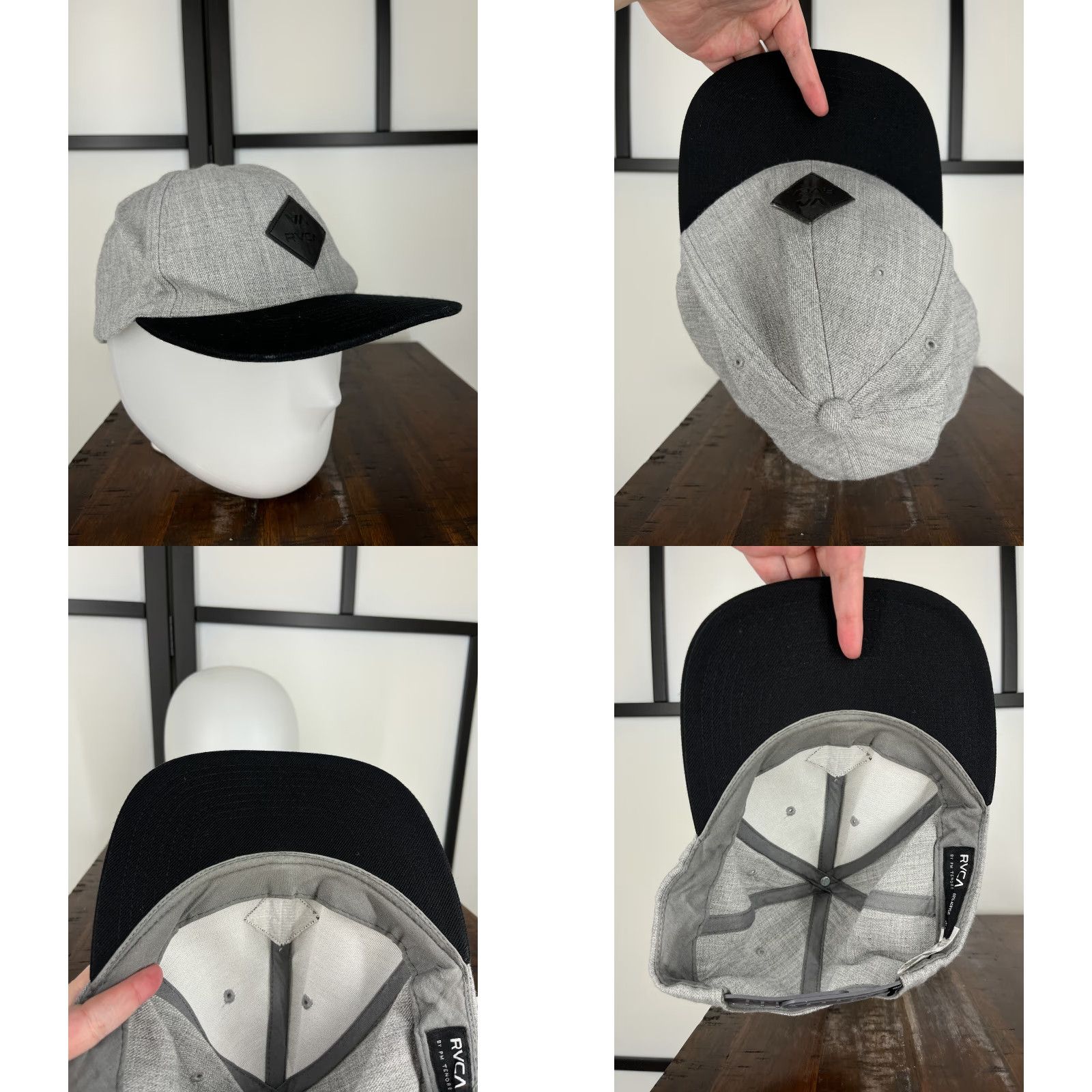 RVCA RVCA Hat Cap Snap Back Adult One Size Gray Embroidered Skate Wool Blend Size ONE SIZE - 8 Thumbnail