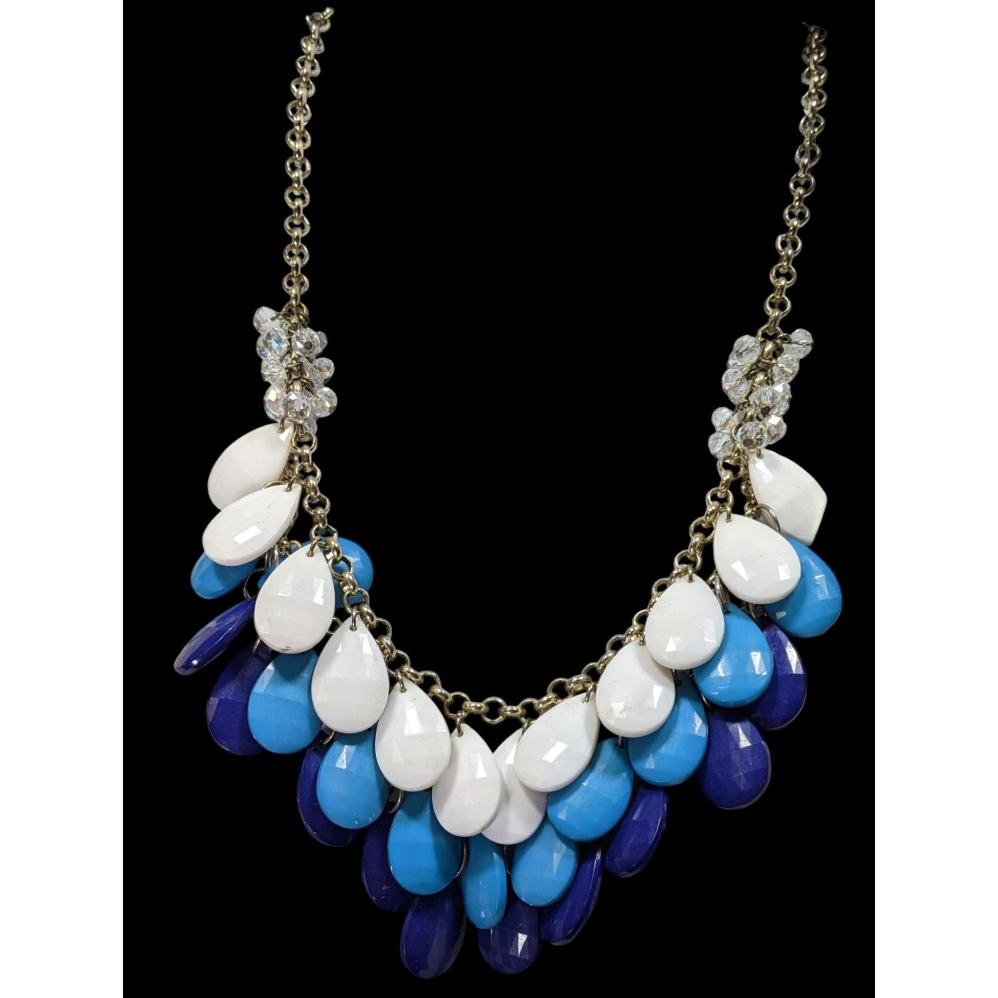 Other Layered Teardrop Statement Necklace In White Light Blue & Da Size ONE SIZE - 3 Thumbnail