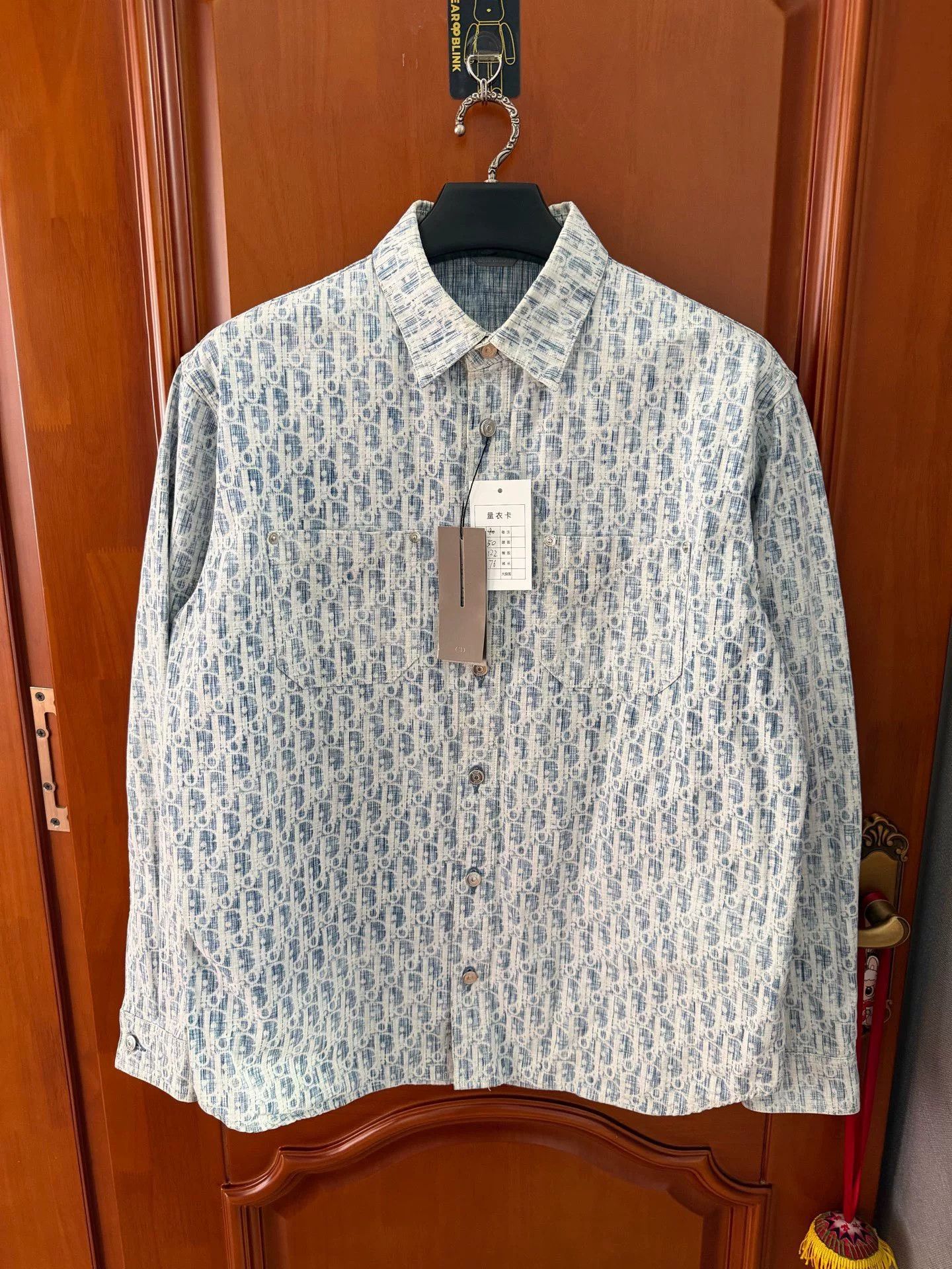 Dior Dior Blue White Monogram Denim Shirt Size US M / EU 48-50 / 2 - 1 Thumbnail