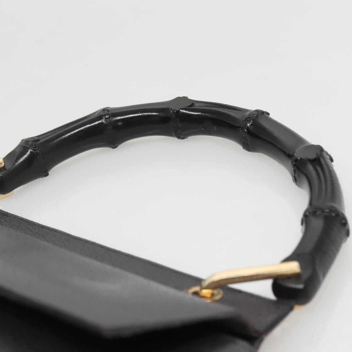 Gucci GUCCI Bamboo Hand Bag Leather Gold Charcoal Gray 001 3444 Size ONE SIZE - 8 Thumbnail