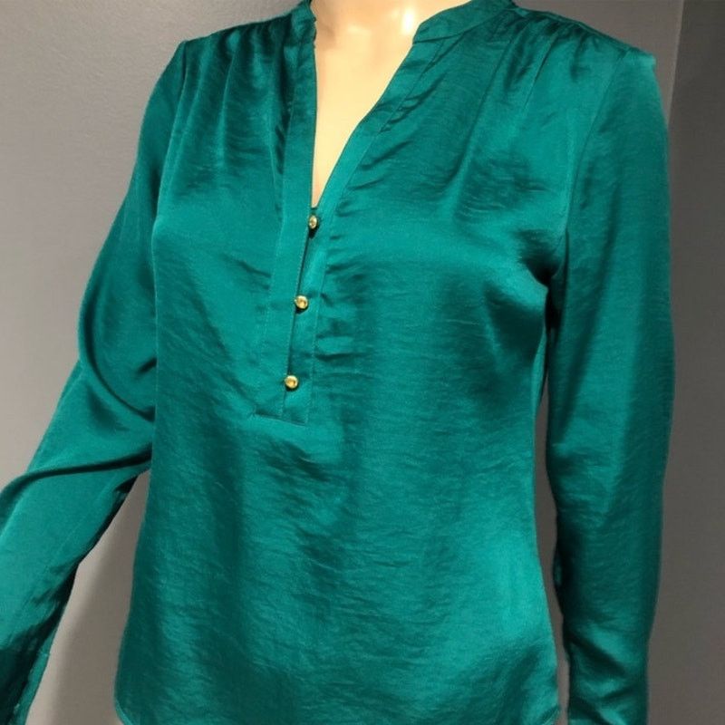 Oakton Limited The Limited Emerald Green Buttoned Down Blouse S Petite Size S / US 4 / IT 40 - 1 Thumbnail