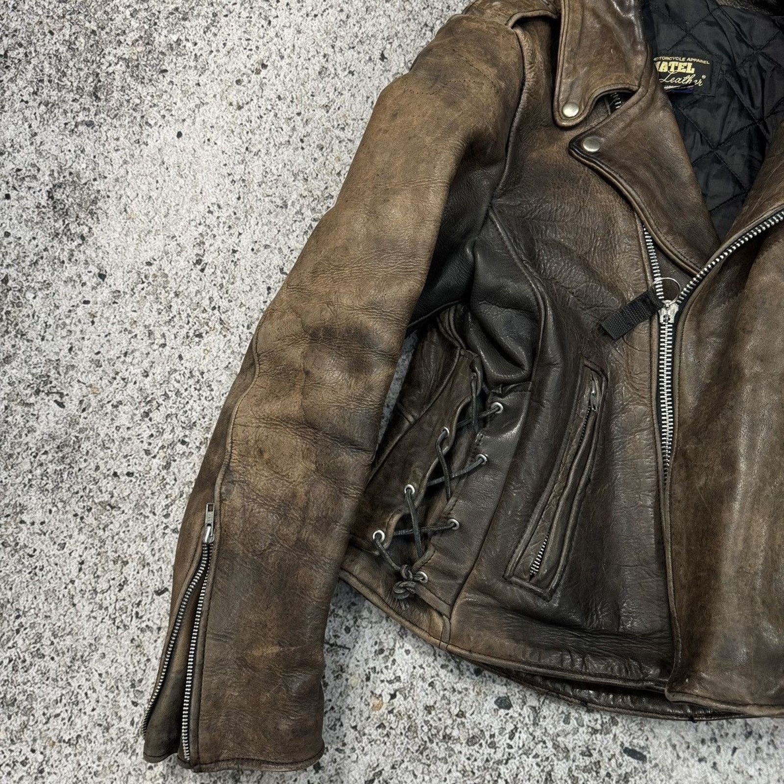 Vintage 90s Aged Faded Leather Motorcycle Jacket ERD Grunge Biker Size US L / EU 52-54 / 3 - 7 Thumbnail