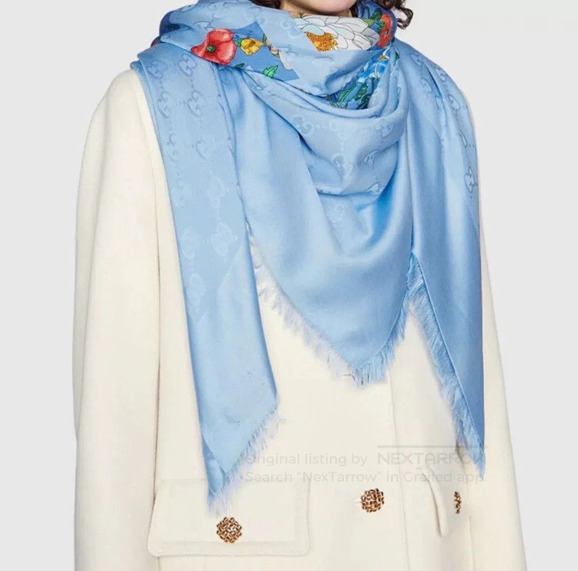 Gucci Gucci Floral Logo Silk Scarf 140x140. Size ONE SIZE - 5 Thumbnail