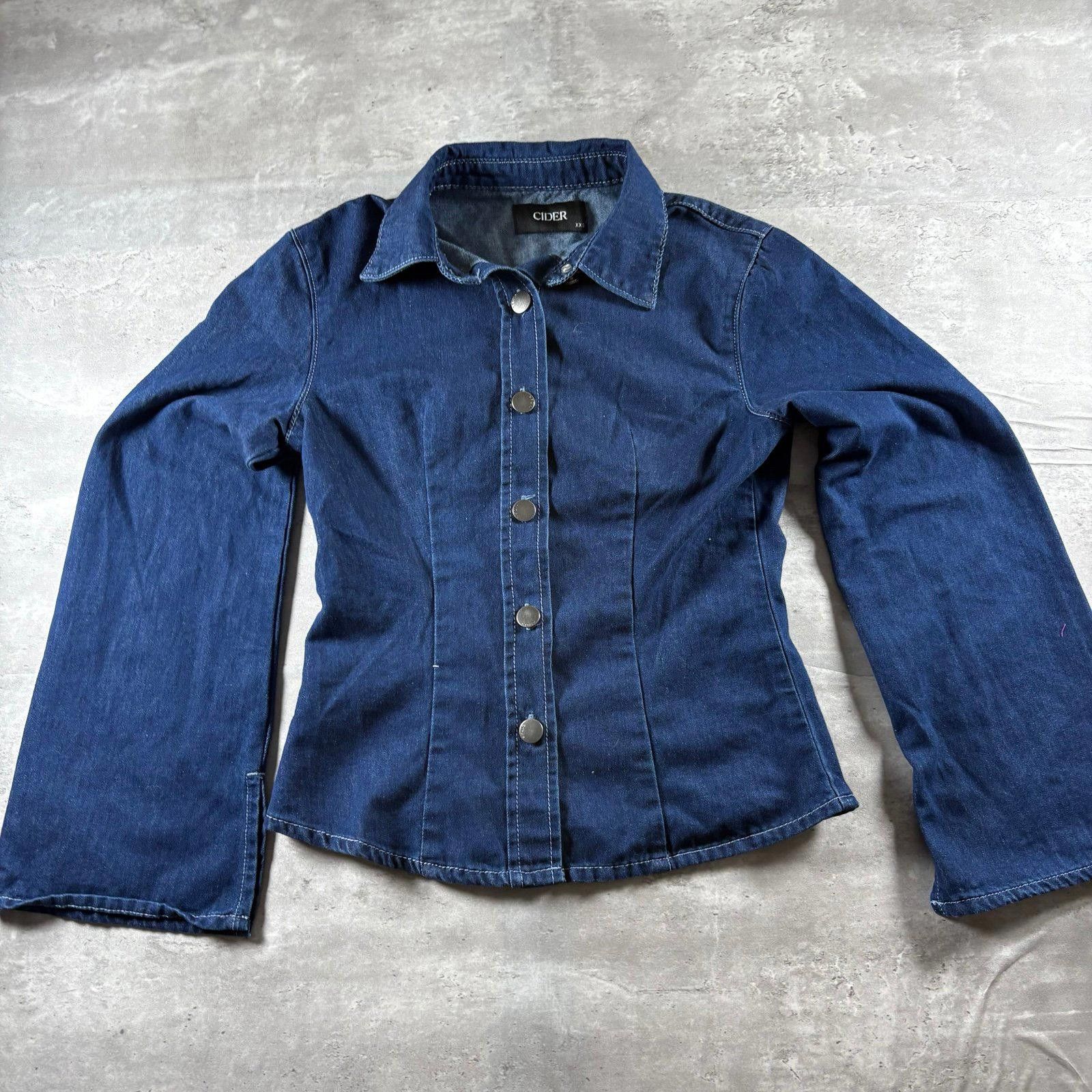 Cyderhouse Cider Denim Stand Collar Bell Sleeve Blouse Size XXS / US 00 / IT 34 - 8 Thumbnail