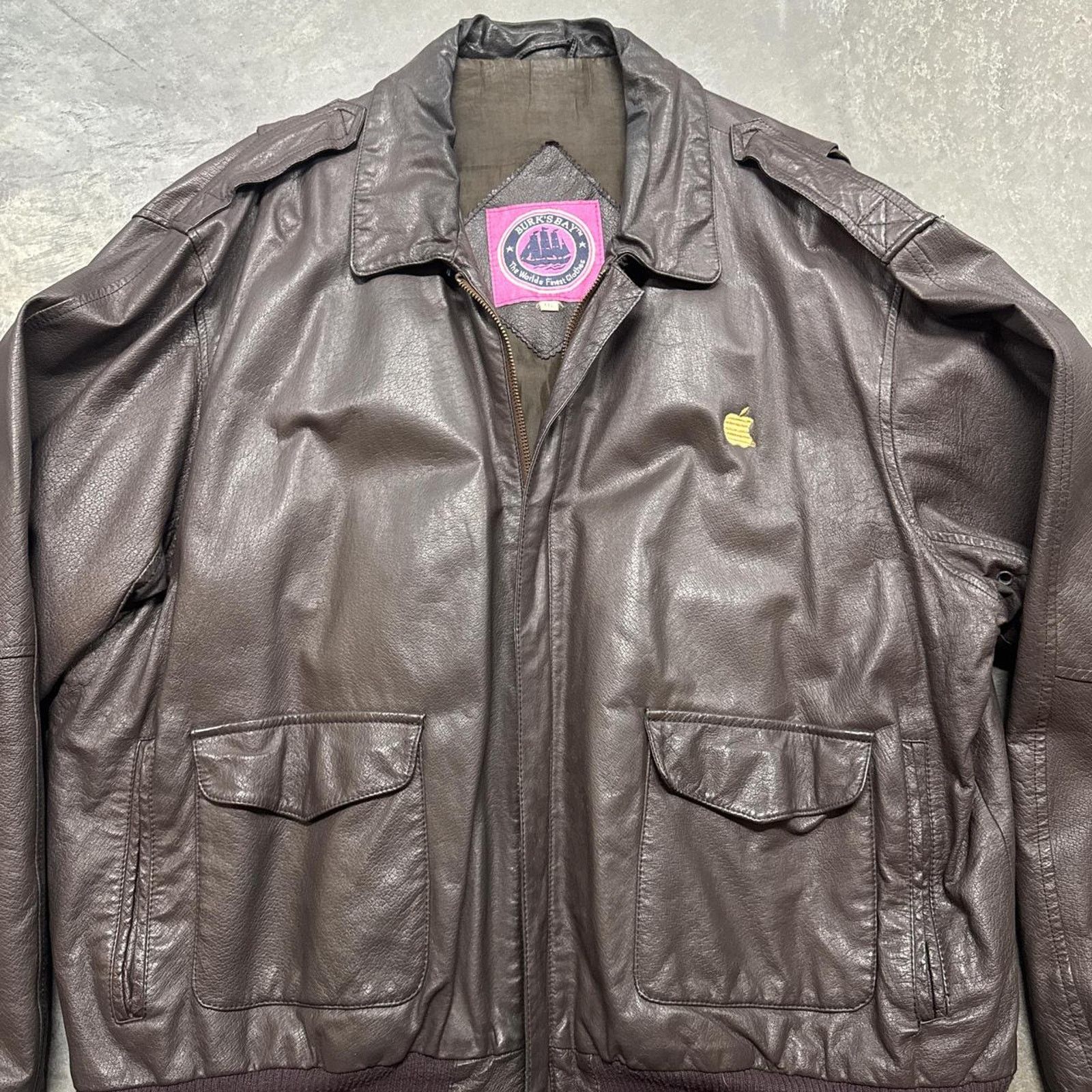 Vintage Vintage 90s Apple Computers Employee Leather Bomber Jacket Size US XL / EU 56 / 4 - 3 Thumbnail