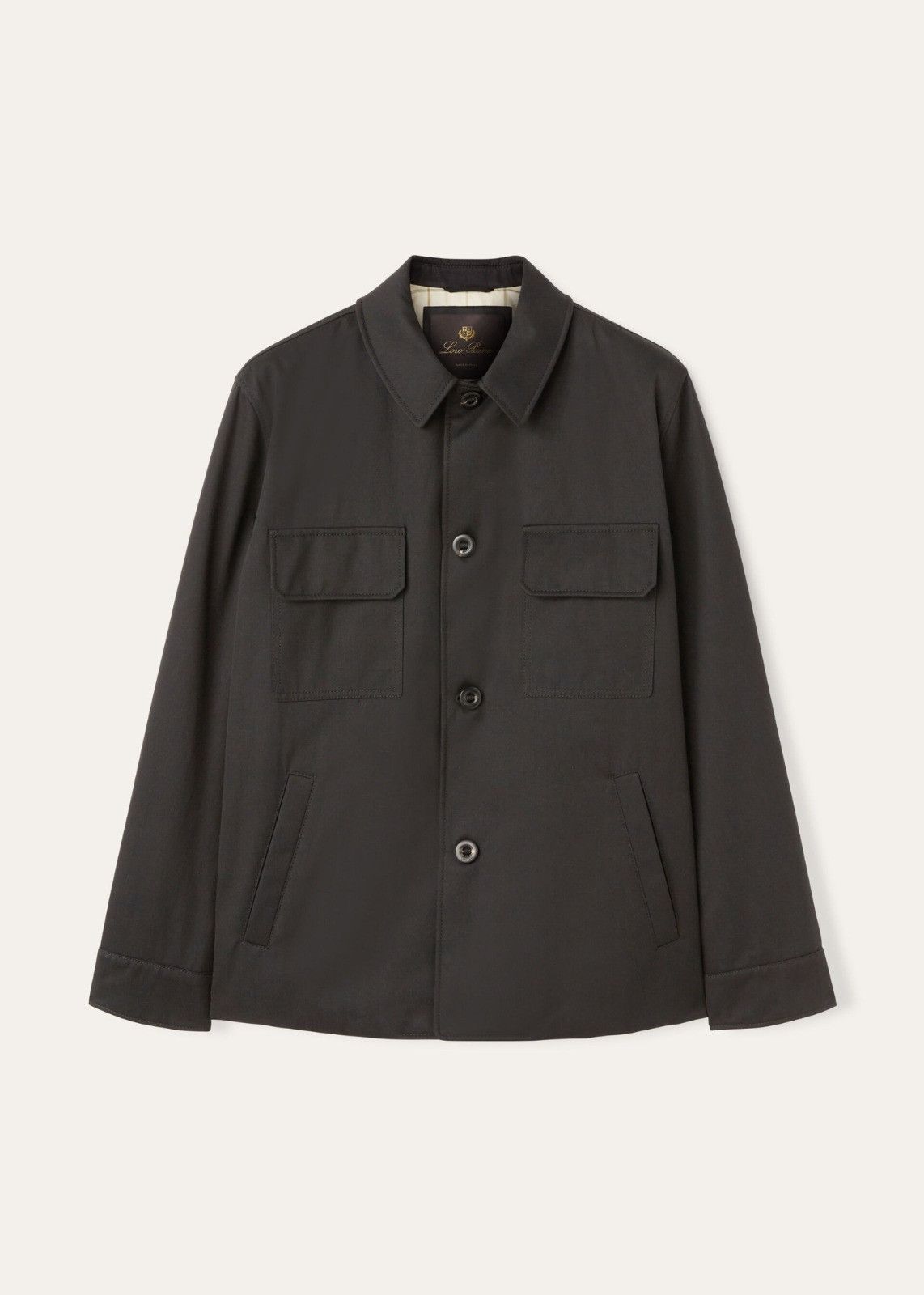 o1srvl11e0125 Cotton Twill Overshirt in Dark Grey