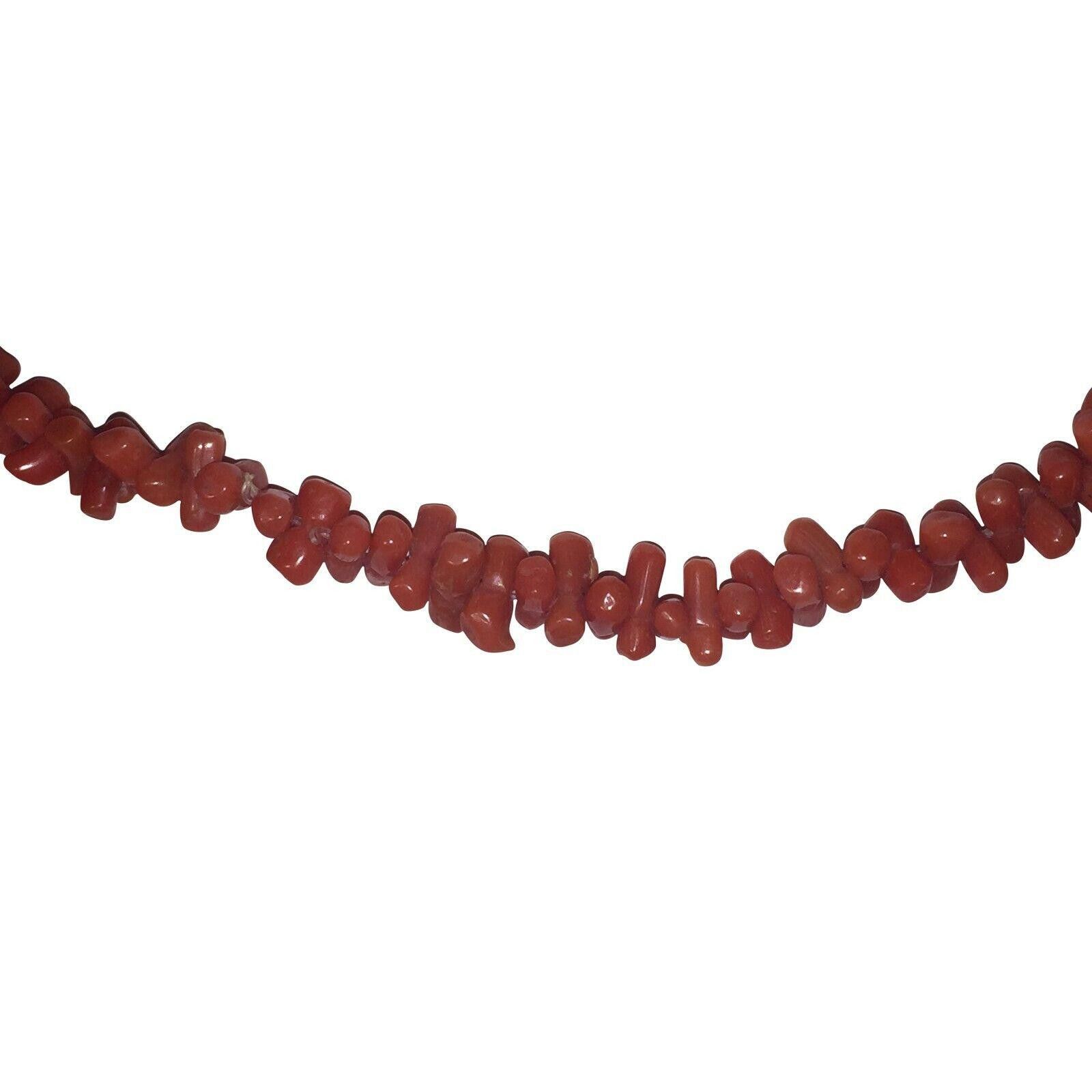 Designer Victorian Hand Carved Red Coral Bead Necklace Size ONE SIZE - 2 Thumbnail