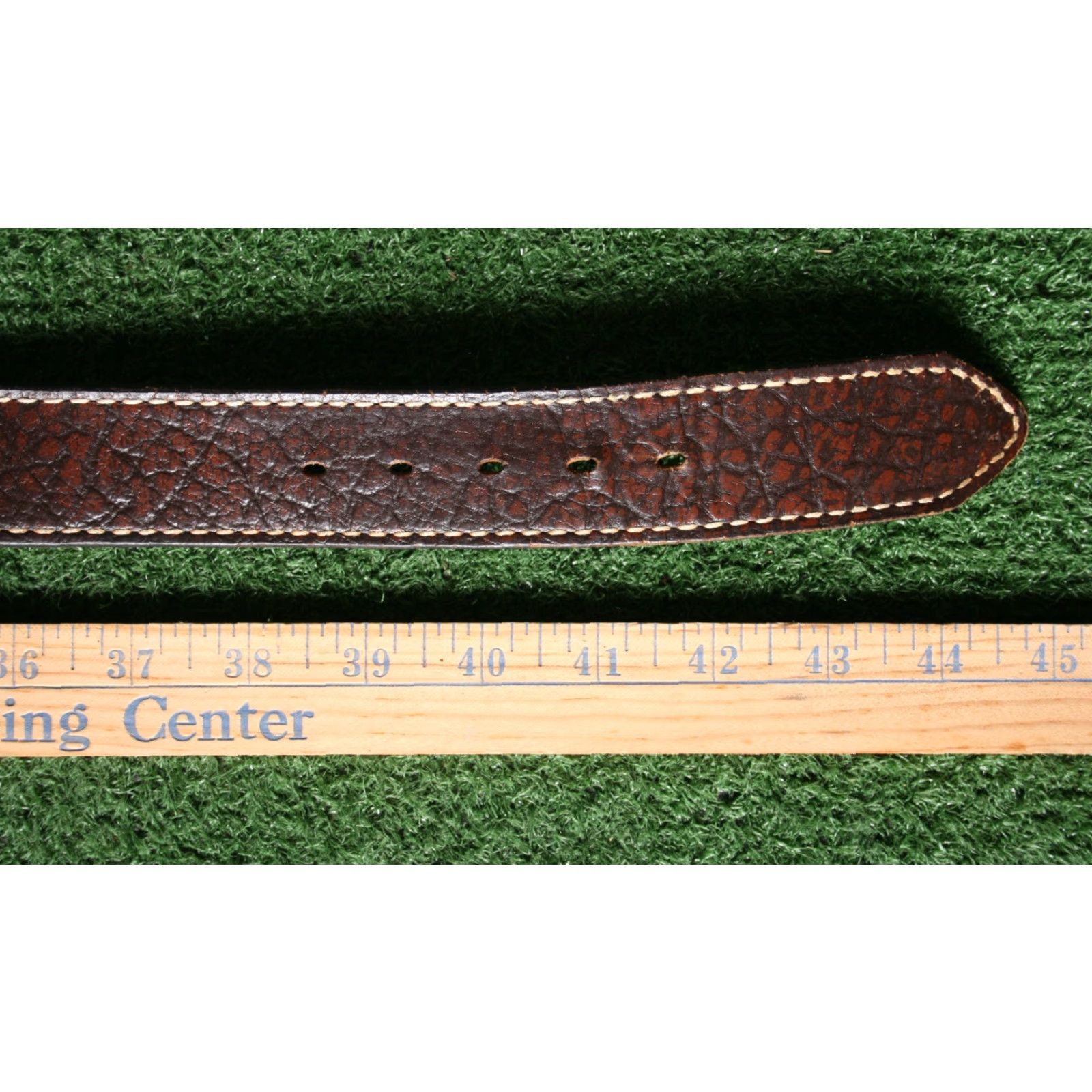 Vintage VINTAGE Justin Belt Men Brown Leather Western Buckleless Stitched Buffalo Calf Size 40 Size 40 - 3 Thumbnail