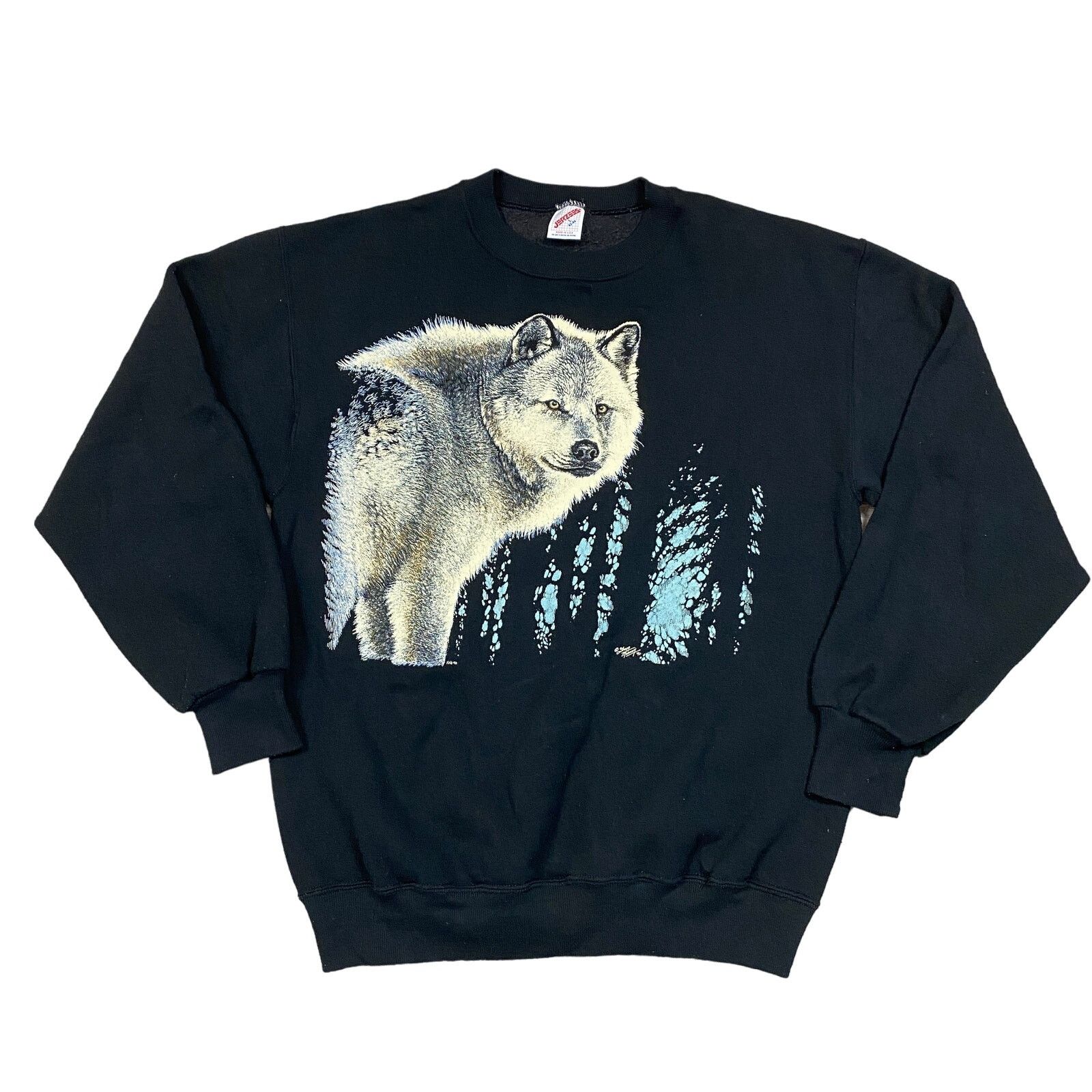 Jerzees × Vintage VTG 90s Wolf Nature Wilderness Crewneck Sweatshirt Large Size US L / EU 52-54 / 3 - 1 Thumbnail