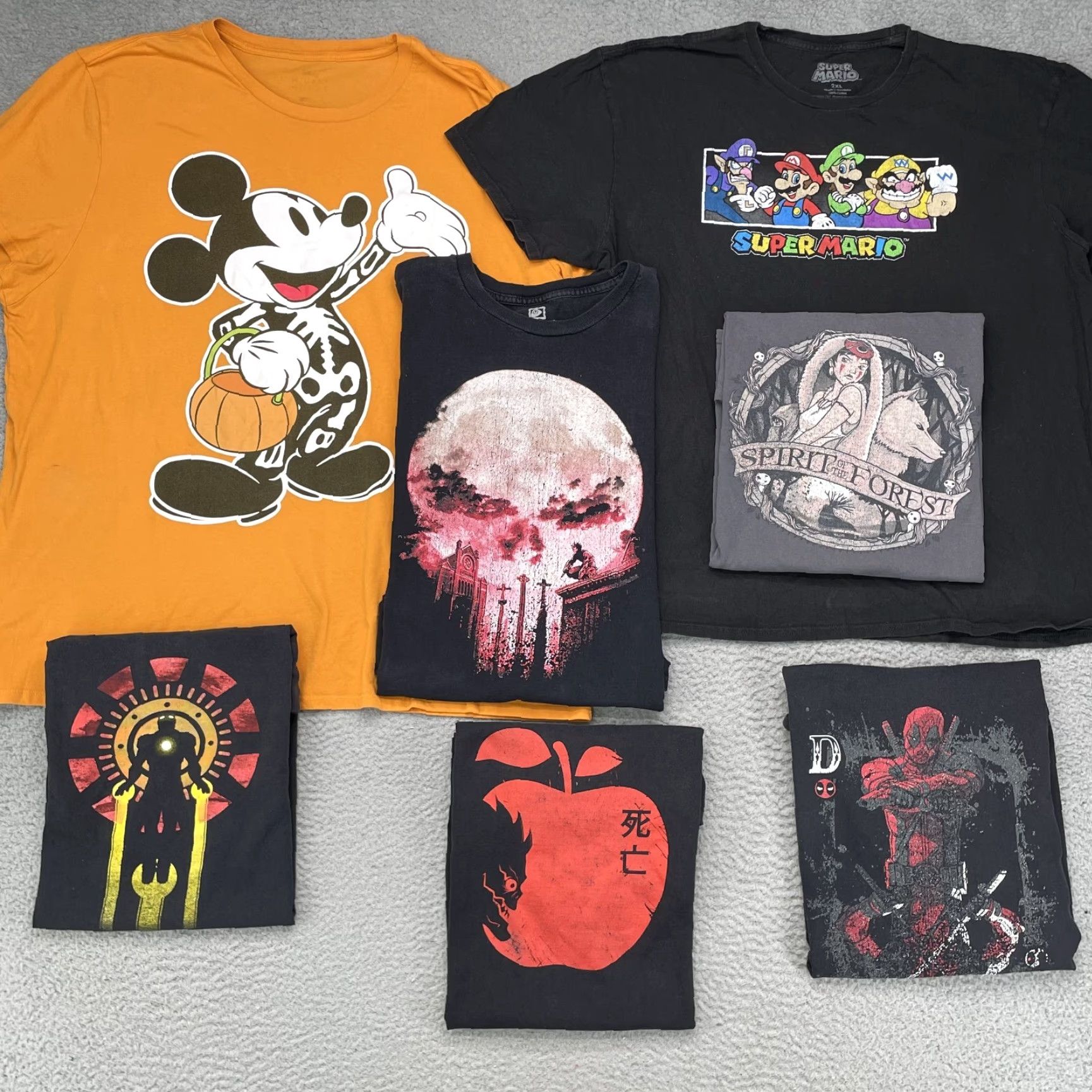 Disney Men's T-Shirt Disney Mickey Deadpool Anime Ghibli Mario Lot (7) XXL Mix Brand Size US XXL / EU 58 / 5 - 3 Thumbnail