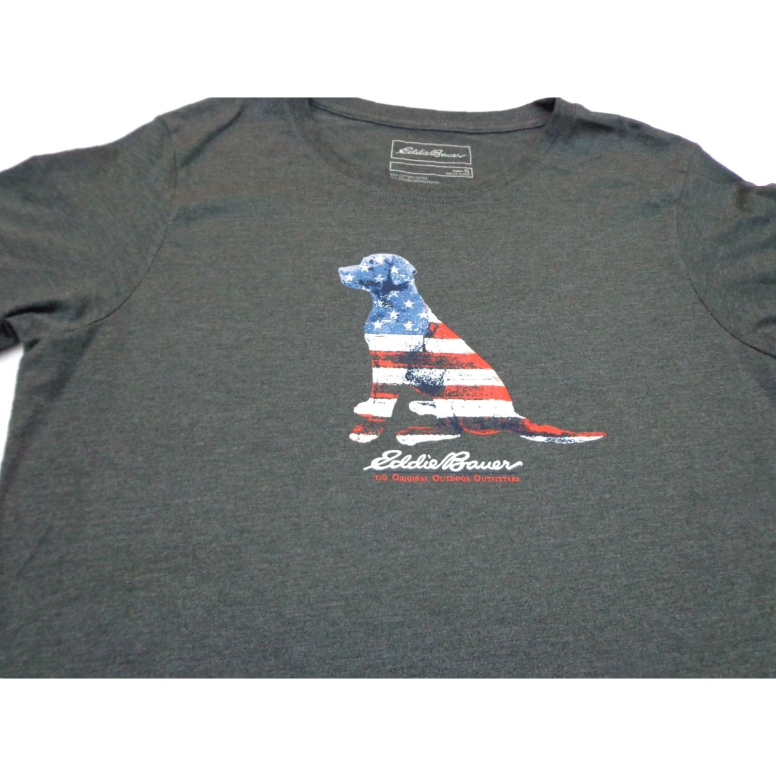 Eddie Bauer Eddie Bauer T-Shirt Women XL Gray Crew Neck Short Sleeve Patriotic Labrador Dog American Flag Size XL / US 12-14 / IT 48-50 - 2 Thumbnail