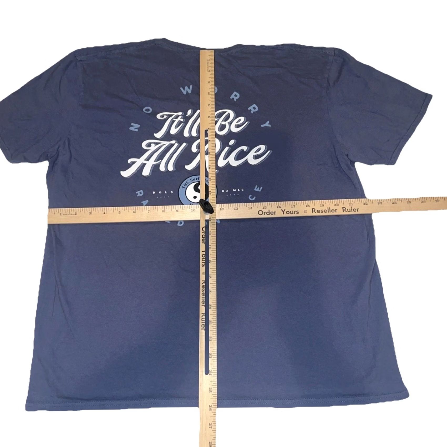4SDESIGNS Town & Country Surf Designs Hawaii It’ll Be All Rice Raised On Rice Shirt XL Blue Mens T-Shirt 90s Vintage Graphic Print Size US XL / EU 56 / 4 - 7 Thumbnail
