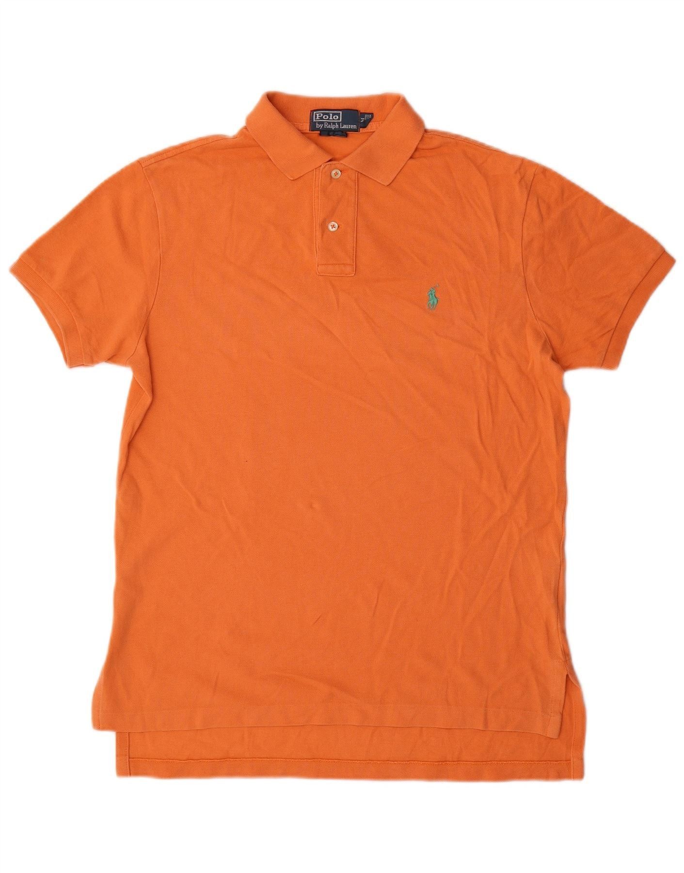 Polo Ralph Lauren Mens Custom Fit Polo Shirt Medium Orange Cotton Size US M / EU 48-50 / 2 - 1 Thumbnail