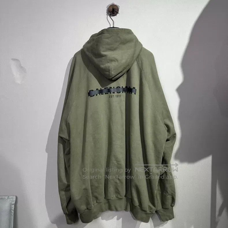 Balenciaga Balenciaga Olive Green Hooded Sweatshirt with Blocking Lin Size US L / EU 52-54 / 3 - 2 Thumbnail