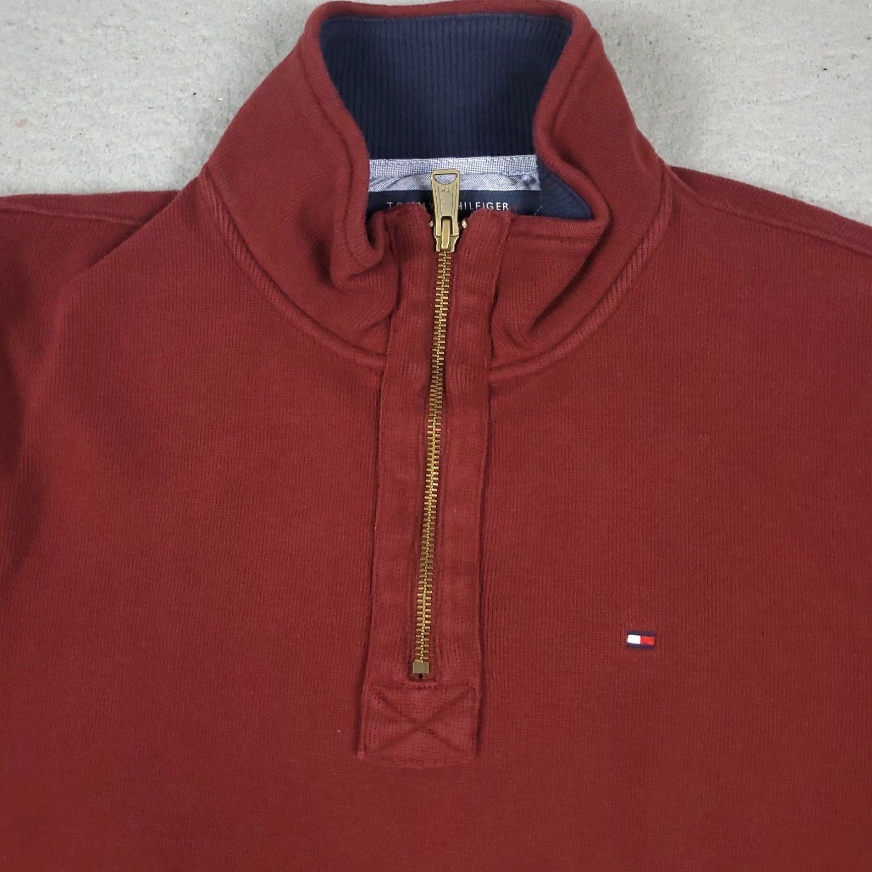 Tommy Hilfiger Tommy Hilfiger Mens Red Quarter Zip Pullover Sweater Extra Large XL Size US XL / EU 56 / 4 - 2 Thumbnail
