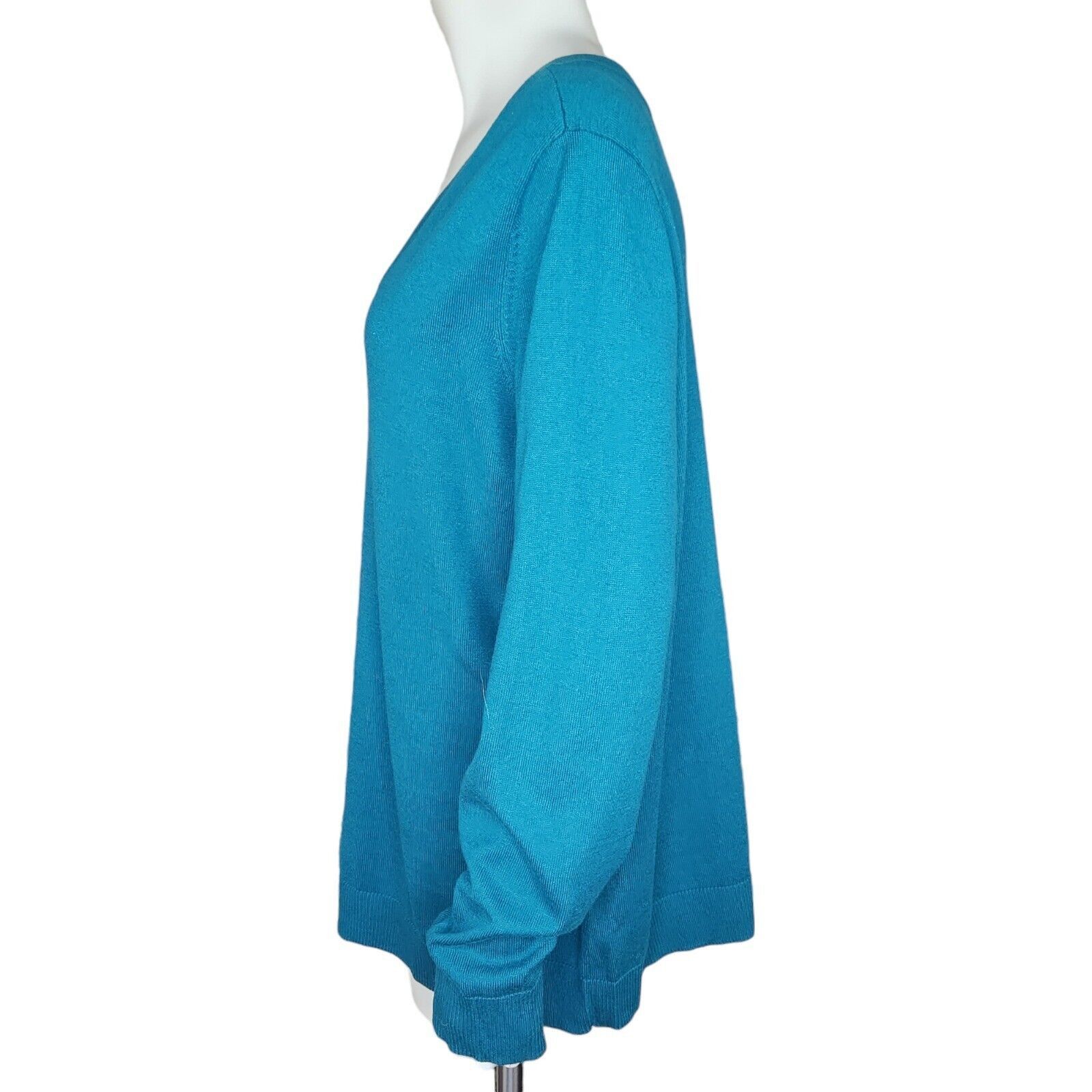 Denim & Co. Denim & Co. V-Neck Pullover Sweater Spruce BlueGreen Large Size L / US 10 / IT 46 - 8 Thumbnail