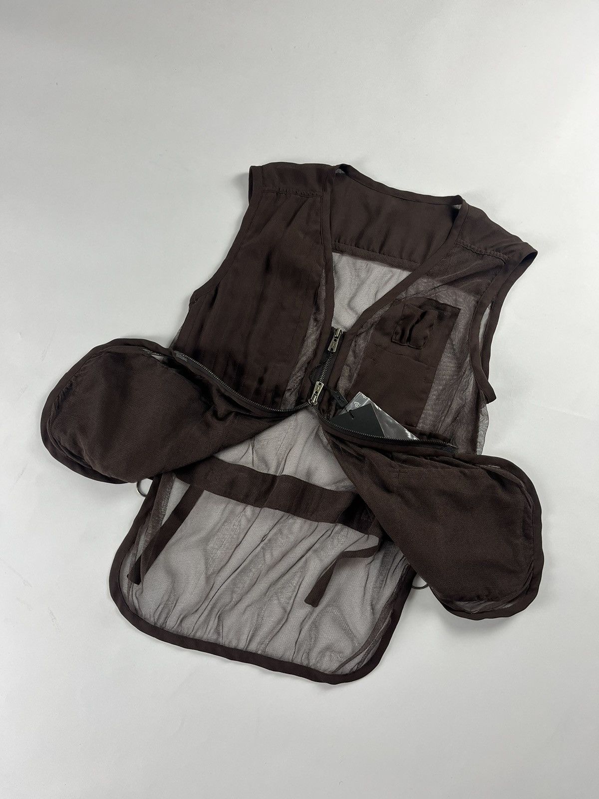 image of Saint Laurent Paris x YVES Saint Laurent Tom Ford Brown Silk Cargo Vest Ss 2002, Women's (Size Smal