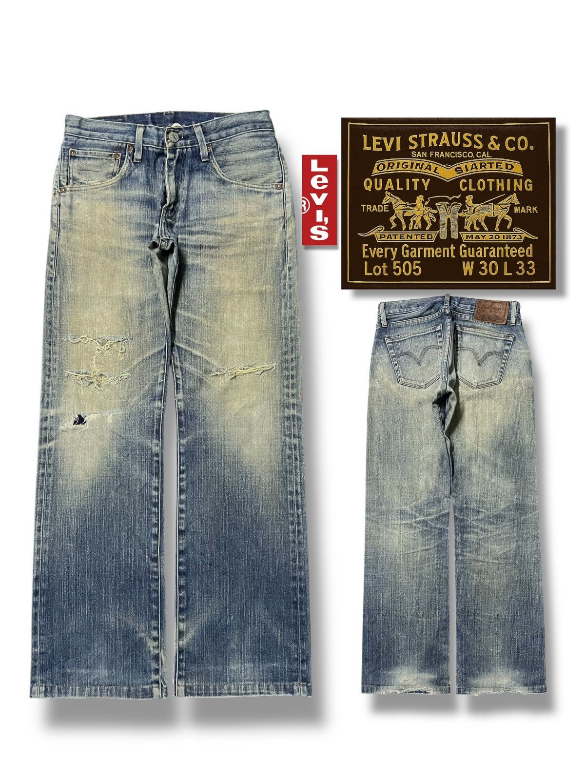 Levi's Vintage Levi’s 505 Premium - Faded Mud Wash,Distressed Denim Size US 30 / EU 46 - 1 Thumbnail